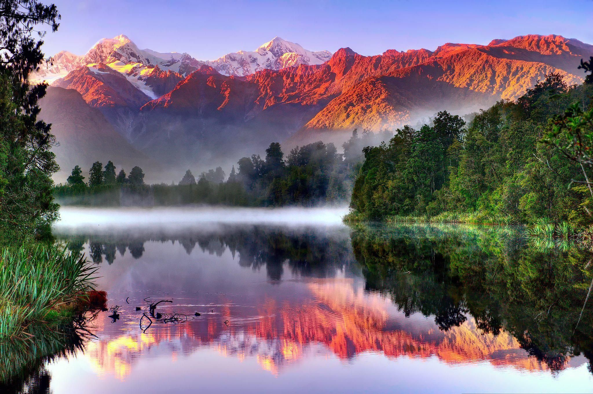 South Island landscape, River and forest, Sunrise and mist, Nature photography, 2050x1370 HD Desktop