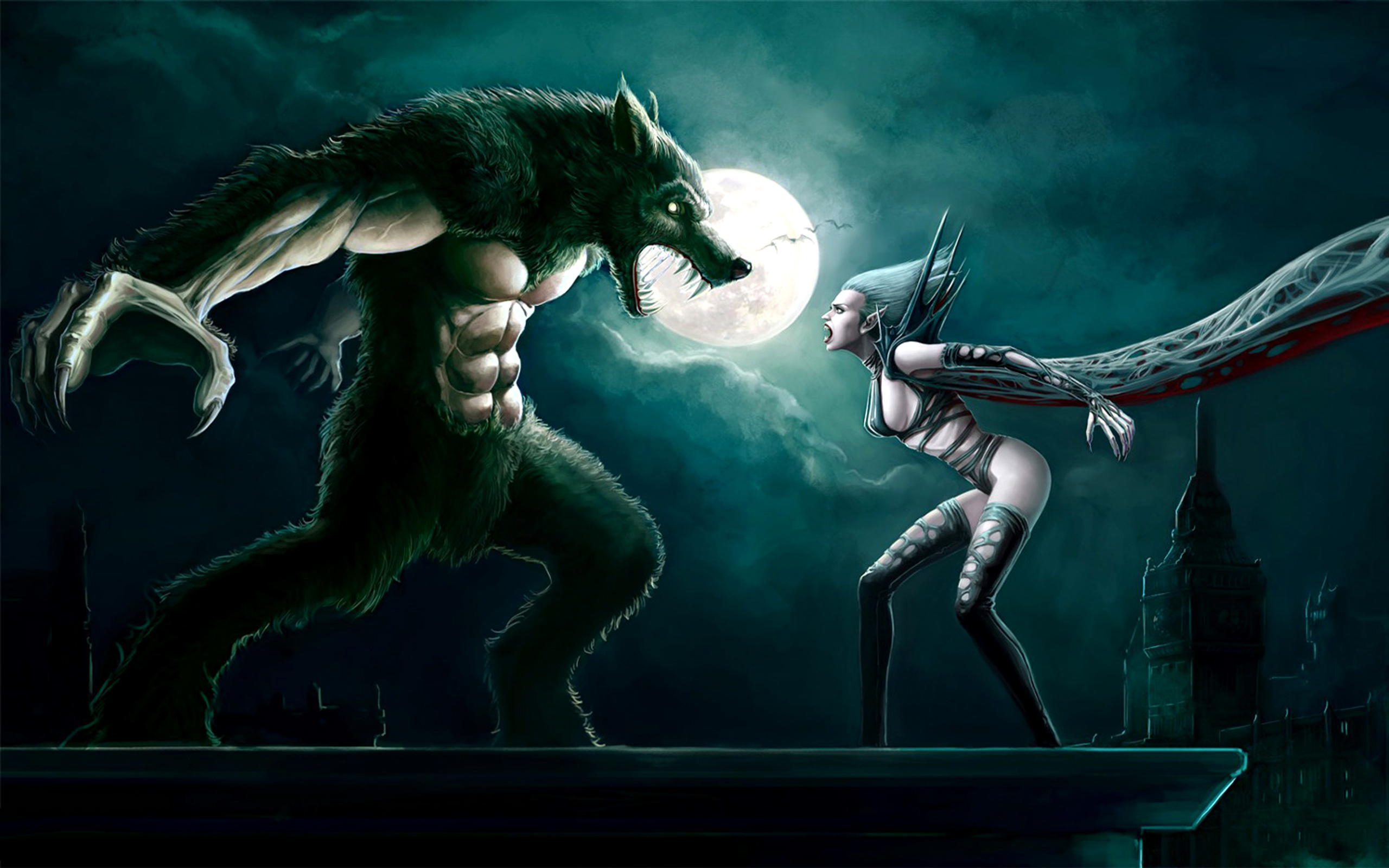 Werewolf transformation, Full moon, Supernatural creatures, Mysterious folklore, 2560x1600 HD Desktop