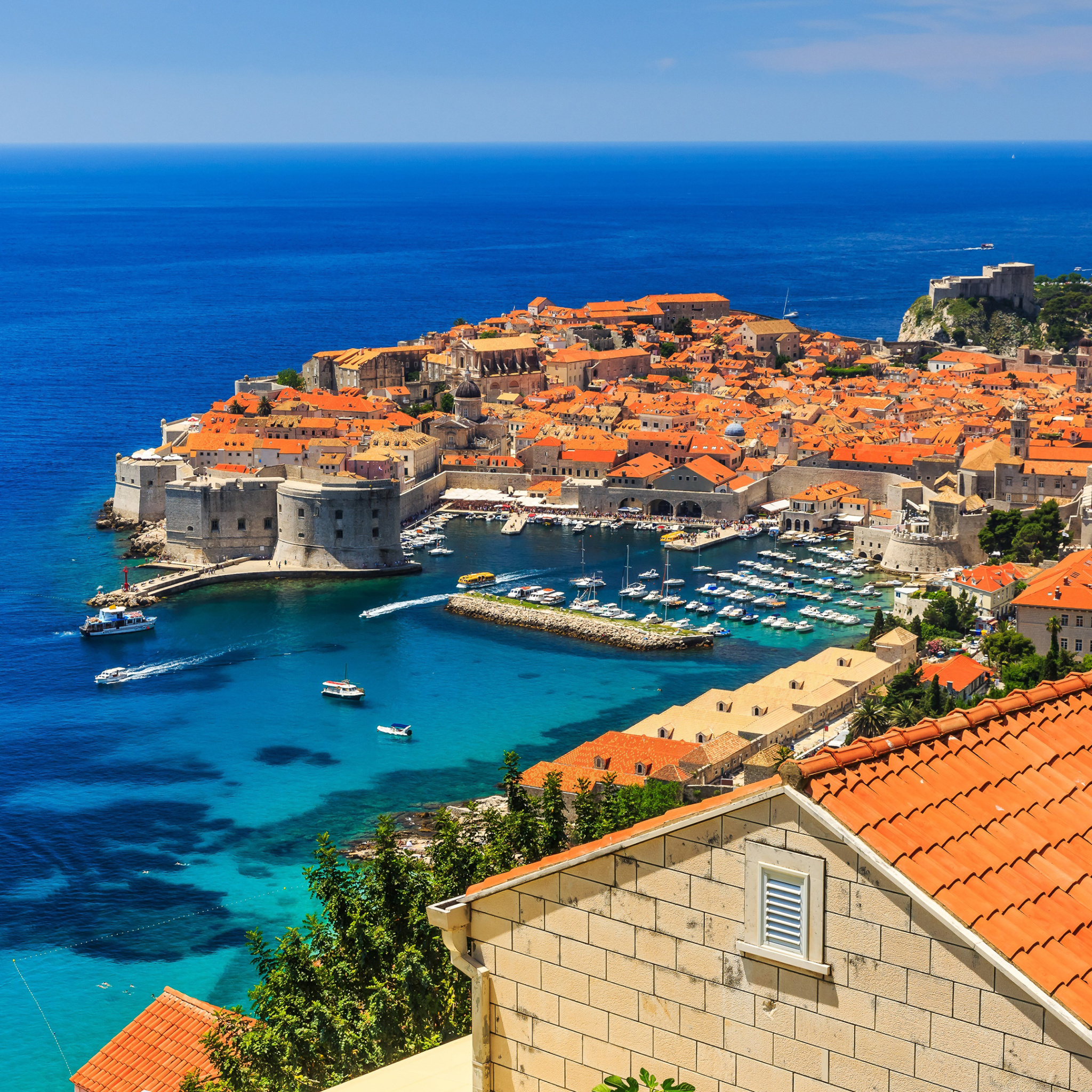 Walls of Dubrovnik, Historic city, Ancient fortifications, Coastal beauty, 2050x2050 HD Phone