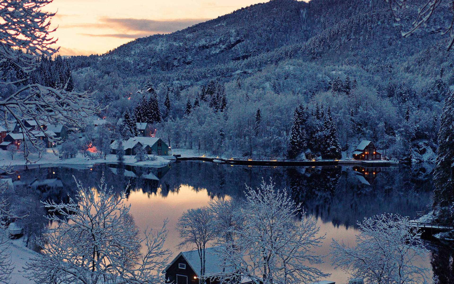 Snowy village, Winter wonderland, Chilled beauty, Cozy retreat, 1920x1200 HD Desktop