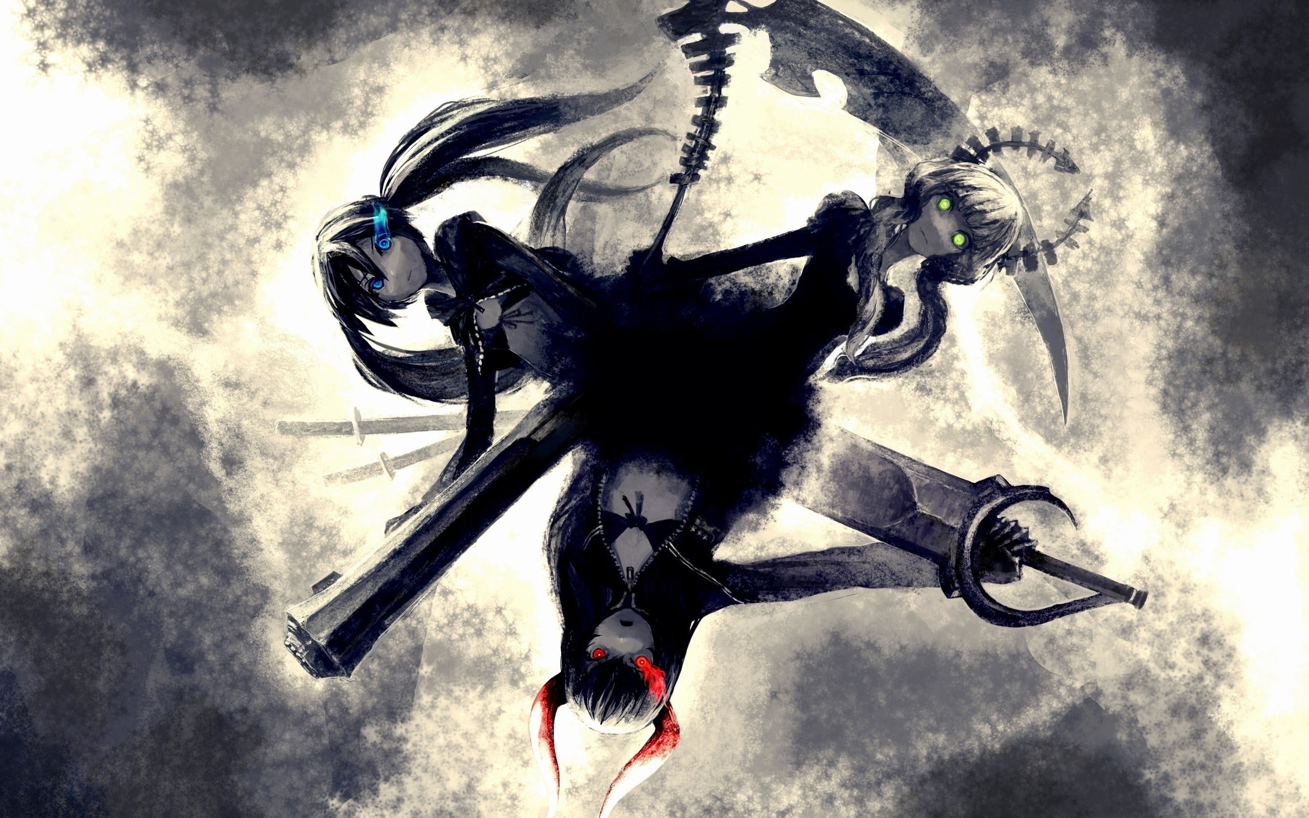 Female characters illustration, Black rock shooter, Dead master, Black gold saw, 2560x1600 HD Desktop