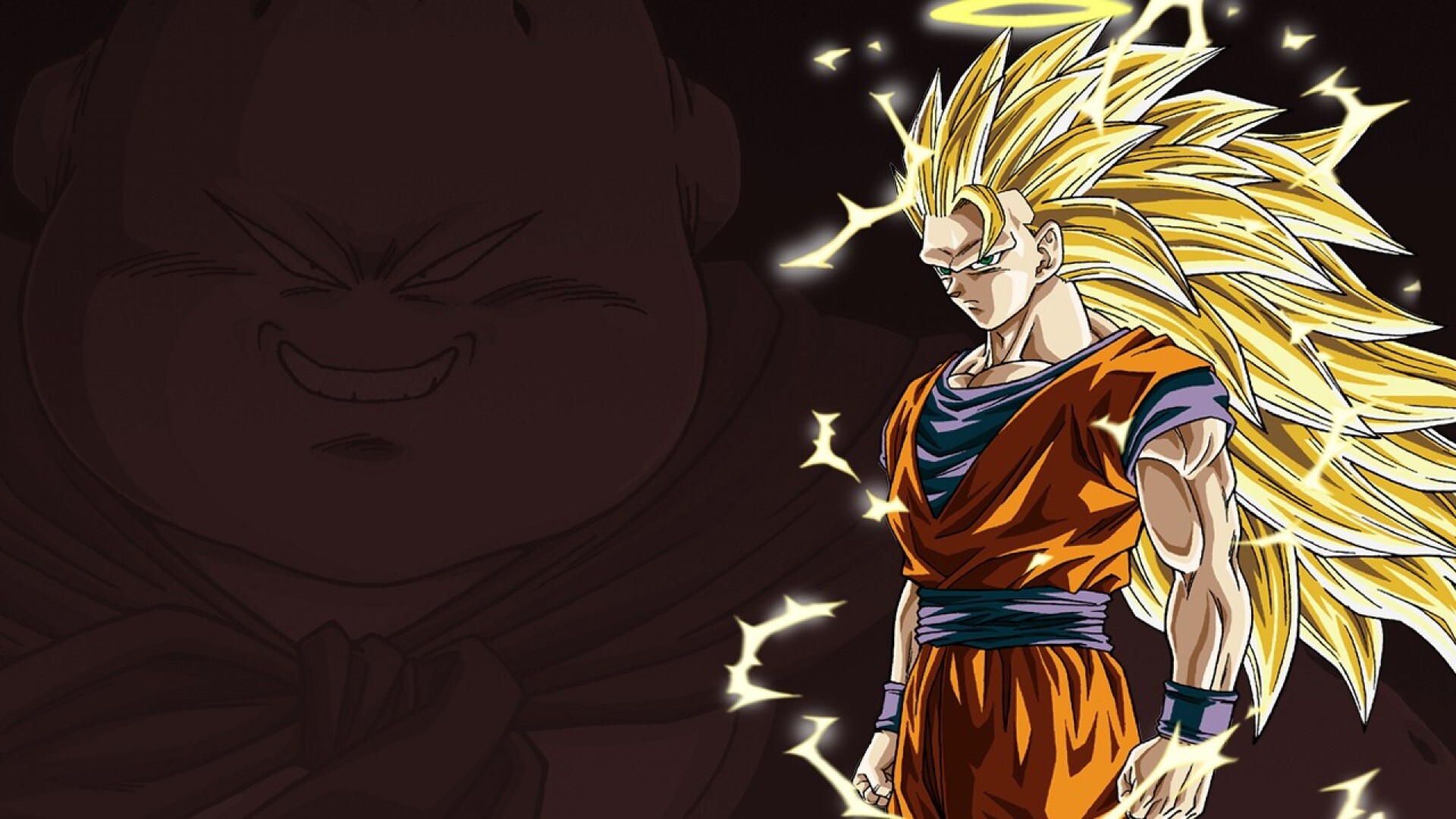 Goku: SSJ3, The third form of Super Saiyan, Golden waist-length hair. 1920x1080 Full HD Background.