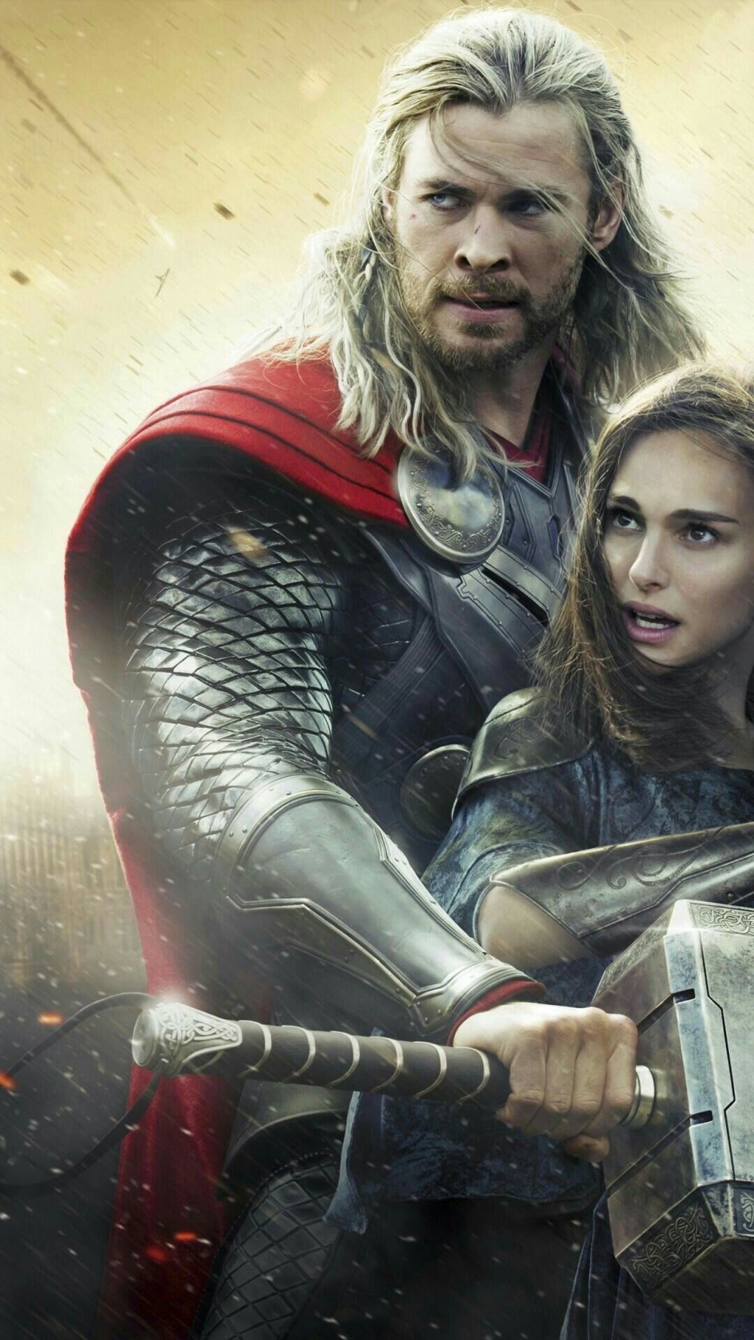 Chris Hemsworth, Thor and Jane, Marvel vs DC, Dynamic duo, 1080x1920 Full HD Handy