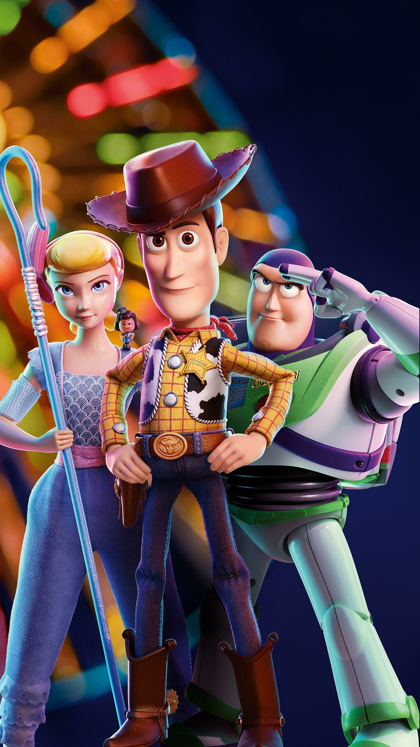 Toy Story: Tom Hanks as Woody, Tim Allen as Buzz Lightyear, Annie Potts as Bo Peep. 1440x2560 HD Wallpaper.