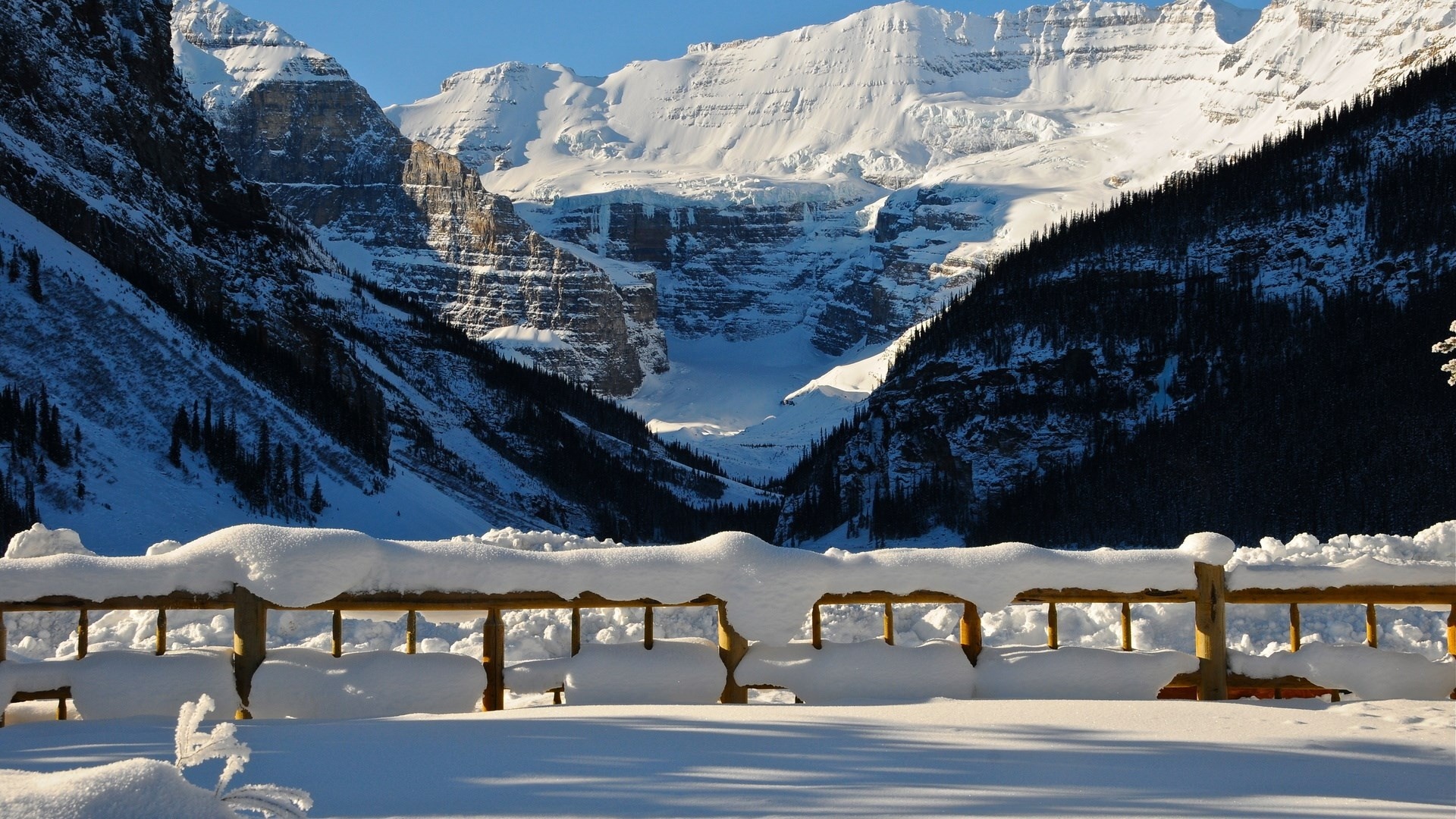 Snow winter lake Canada, Banff National Park, 1920x1080 Full HD Desktop