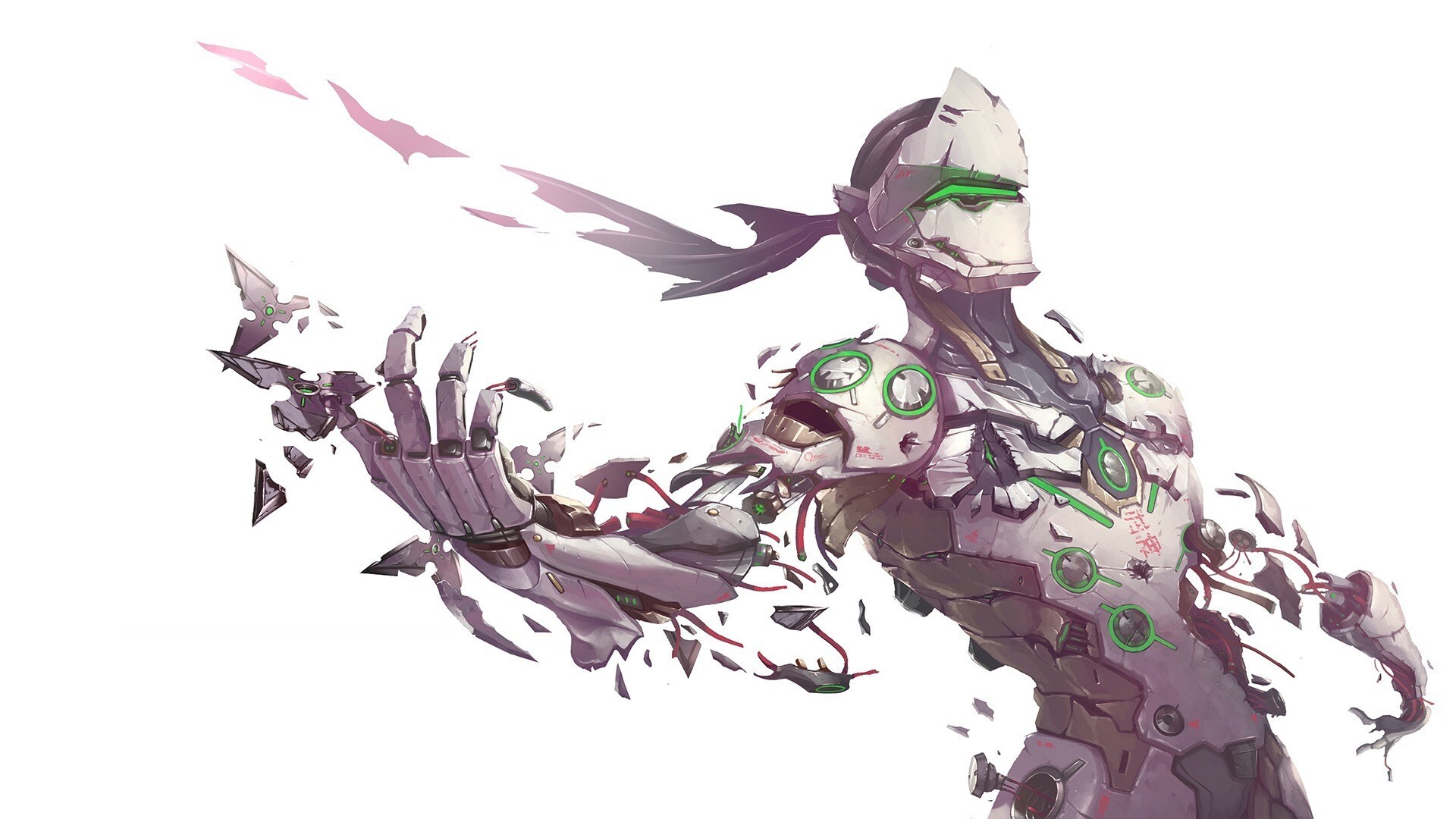 Genji: Overwatch, A hero whose name is a reference to the main character in the Japanese classic novel. 1920x1080 Full HD Wallpaper.