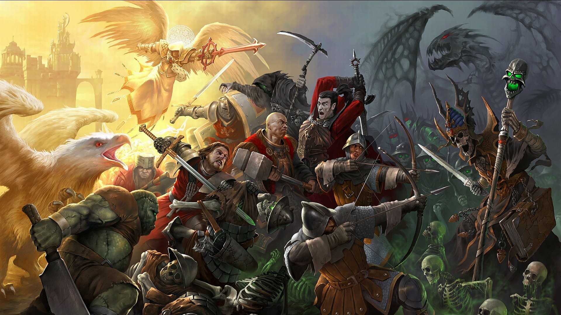 Heroes of Might and Magic: A turn-based strategy game in which the player takes on the role of one of four different heroes. 1920x1080 Full HD Background.