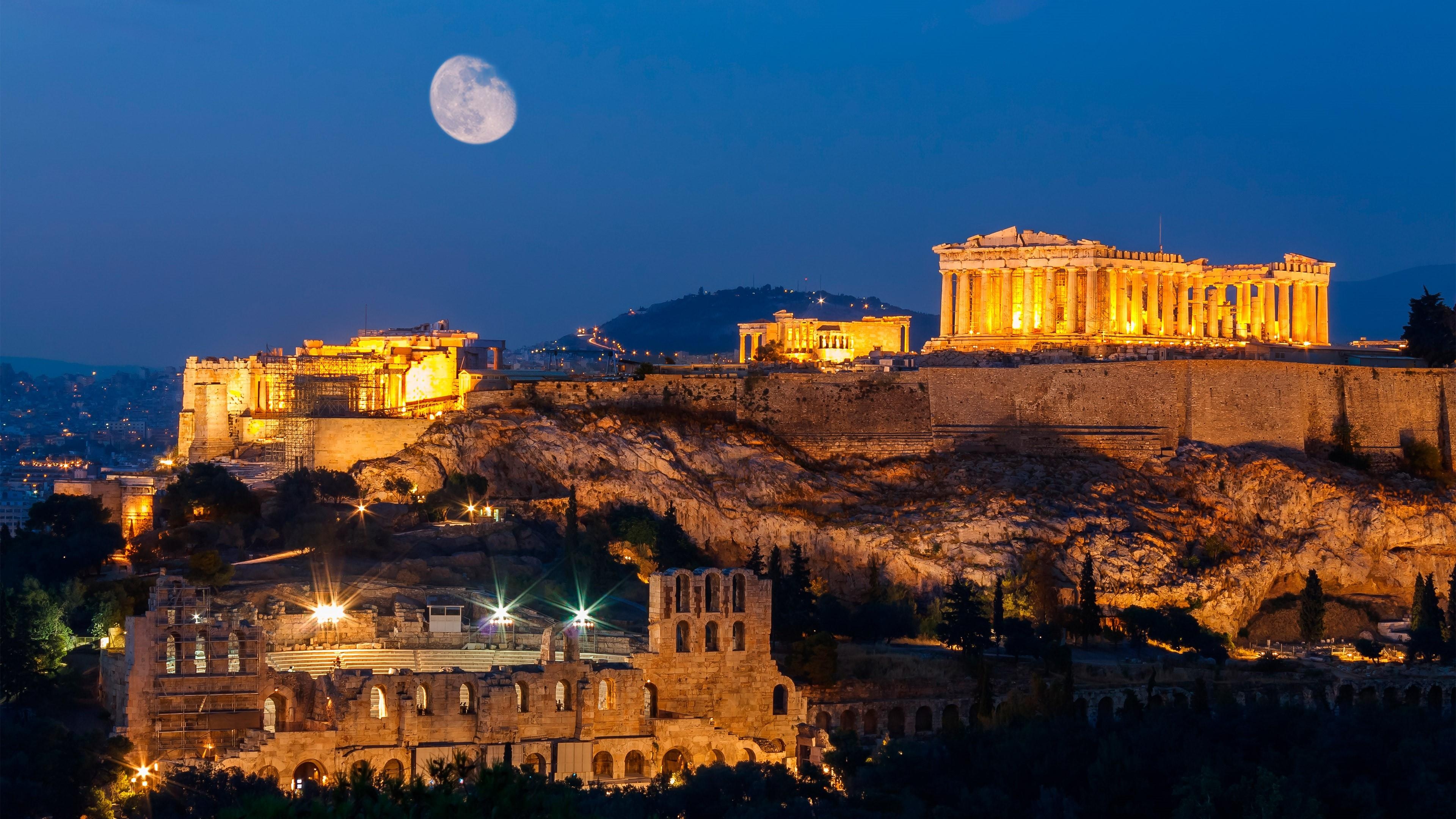 Acropolis, Beautiful backgrounds, Greek history, Ancient ruins, 3840x2160 4K Desktop
