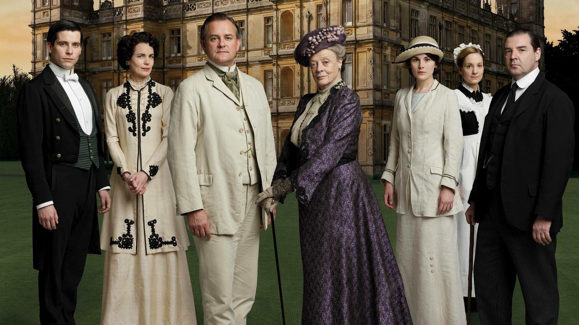 Downton Abbey: Hugh Bonneville, Elizabeth McGovern, Maggie Smith, Jim Carter. 1920x1080 Full HD Wallpaper.