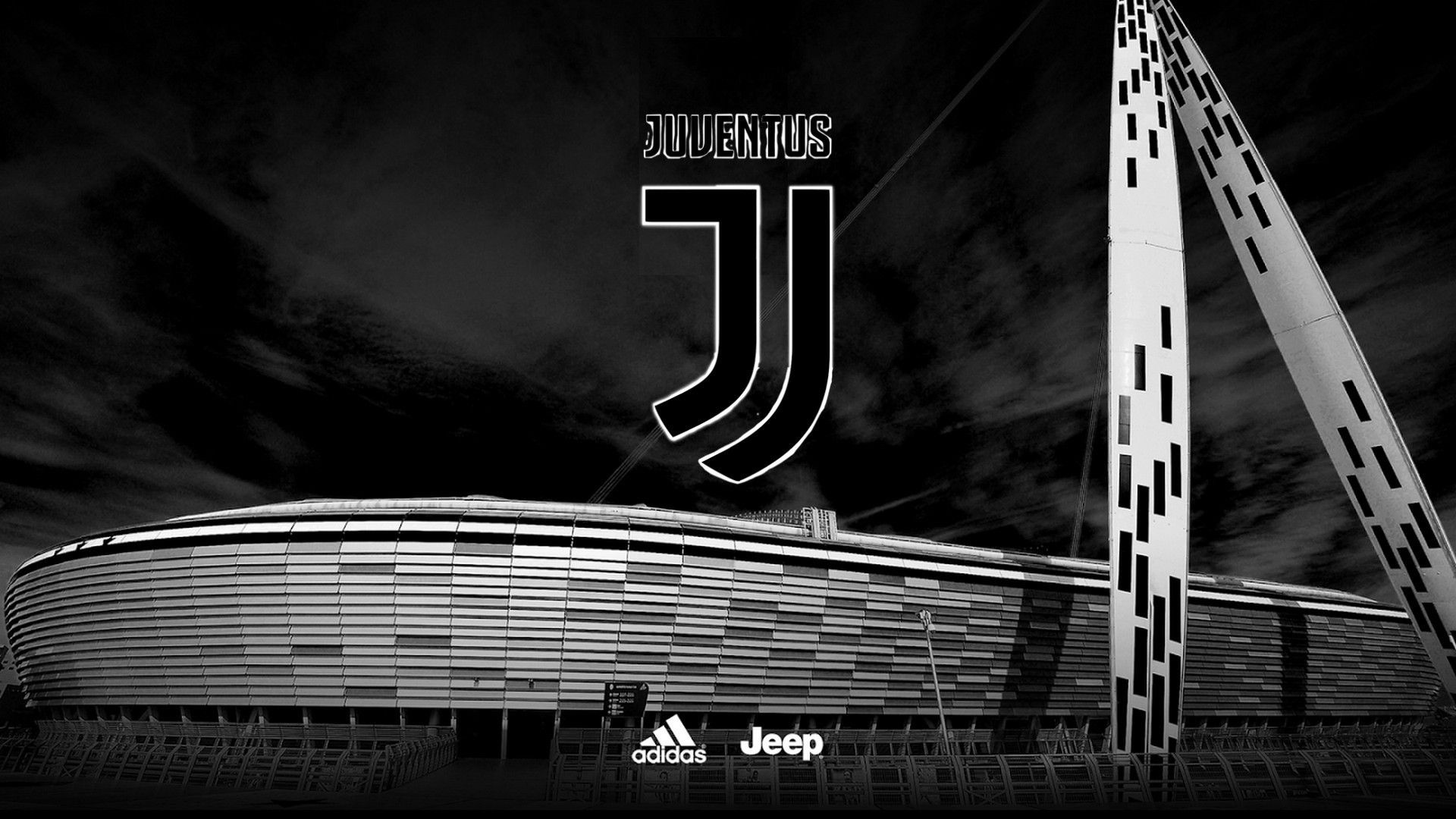 Juventus: Ranked the second-best club in Europe during the 20th century, Monochrome. 1920x1080 Full HD Wallpaper.