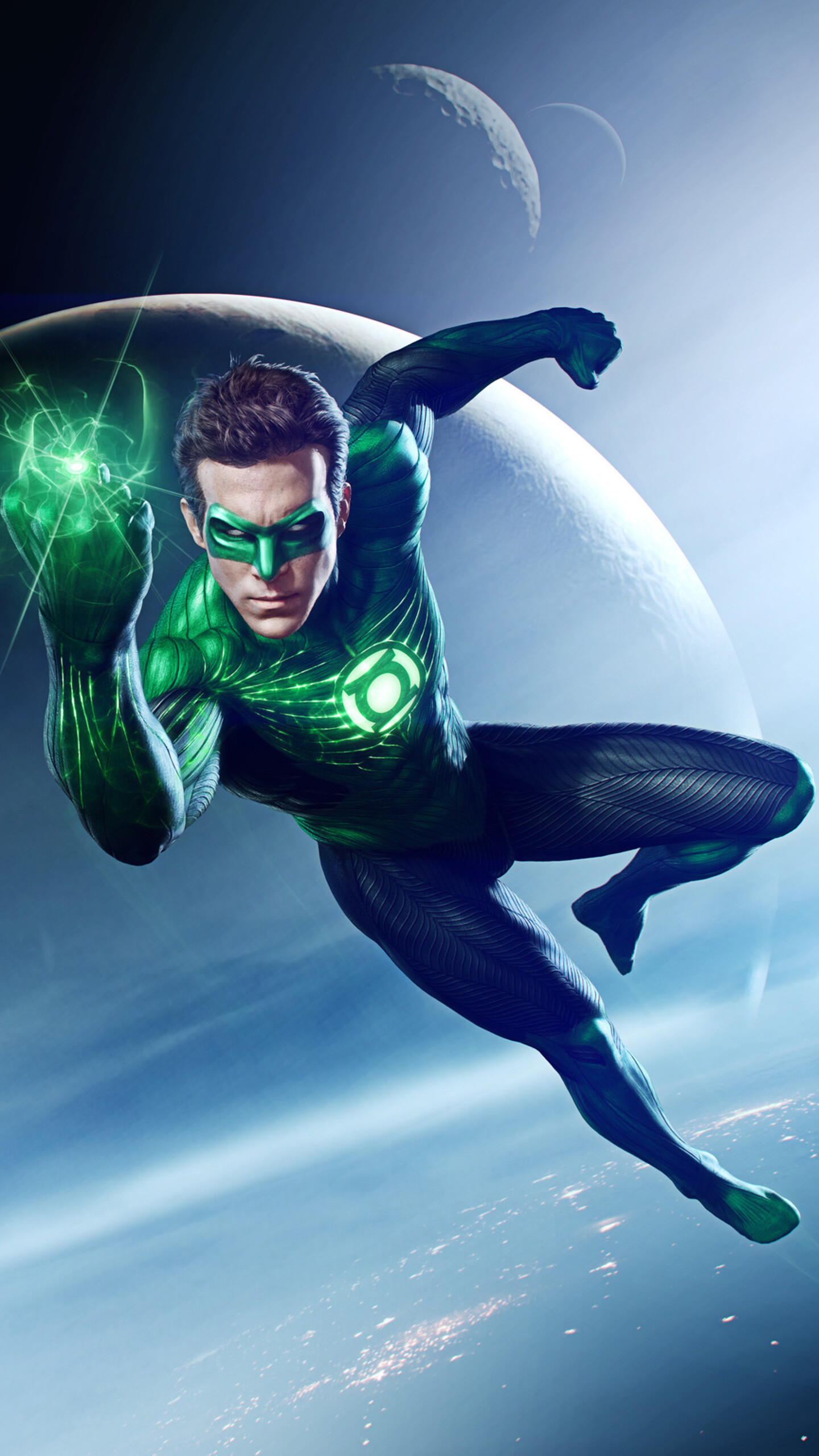 Green Lantern: Hal Jordan, A member and occasionally leader of an intergalactic police force. 1440x2560 HD Background.