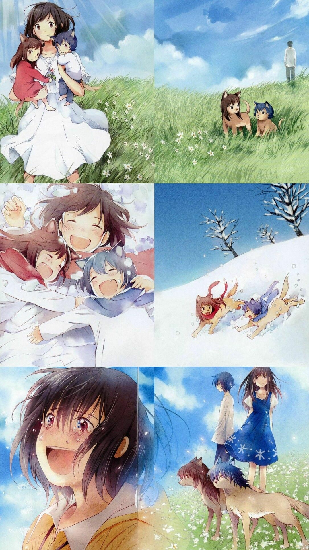 Wolf Children anime, Ame and Yuki, 1090x1940 HD Phone