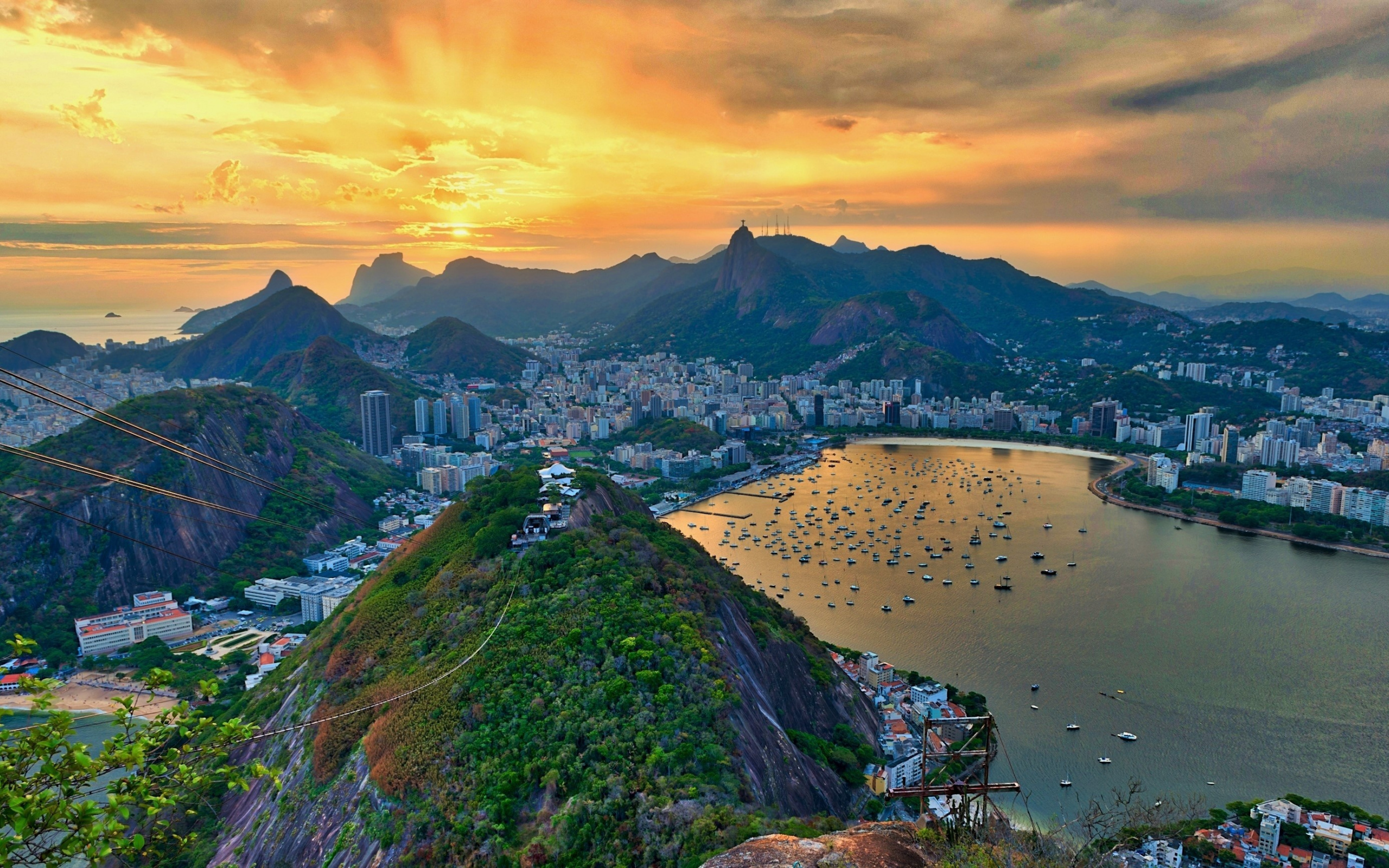 Rio de Janeiro sunset, Majestic mountains, South American beauty, High-quality pictures, 2560x1600 HD Desktop