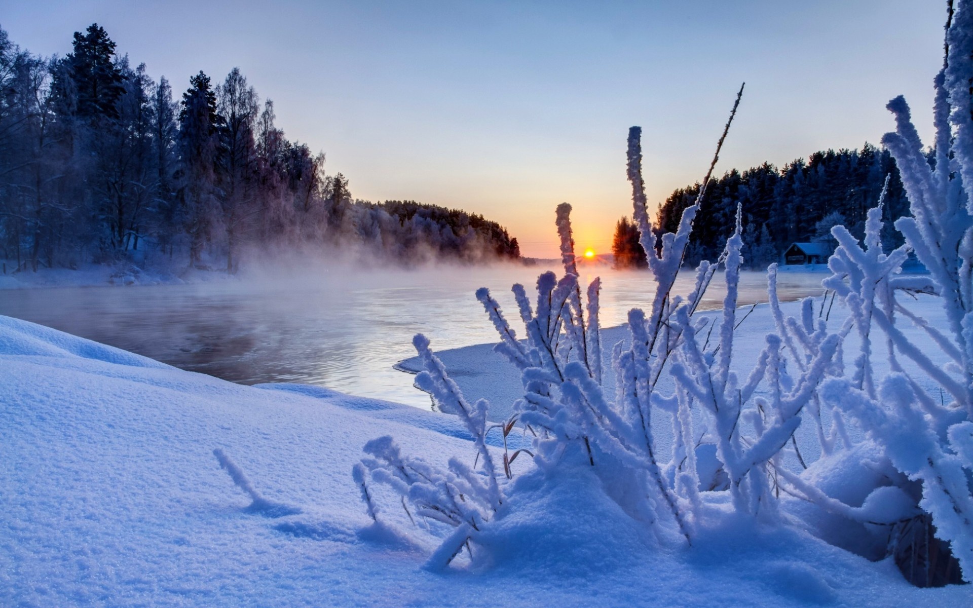 Beautiful winter sunset, HD wallpapers, Breathtaking scenery, Serene landscapes, 1920x1200 HD Desktop