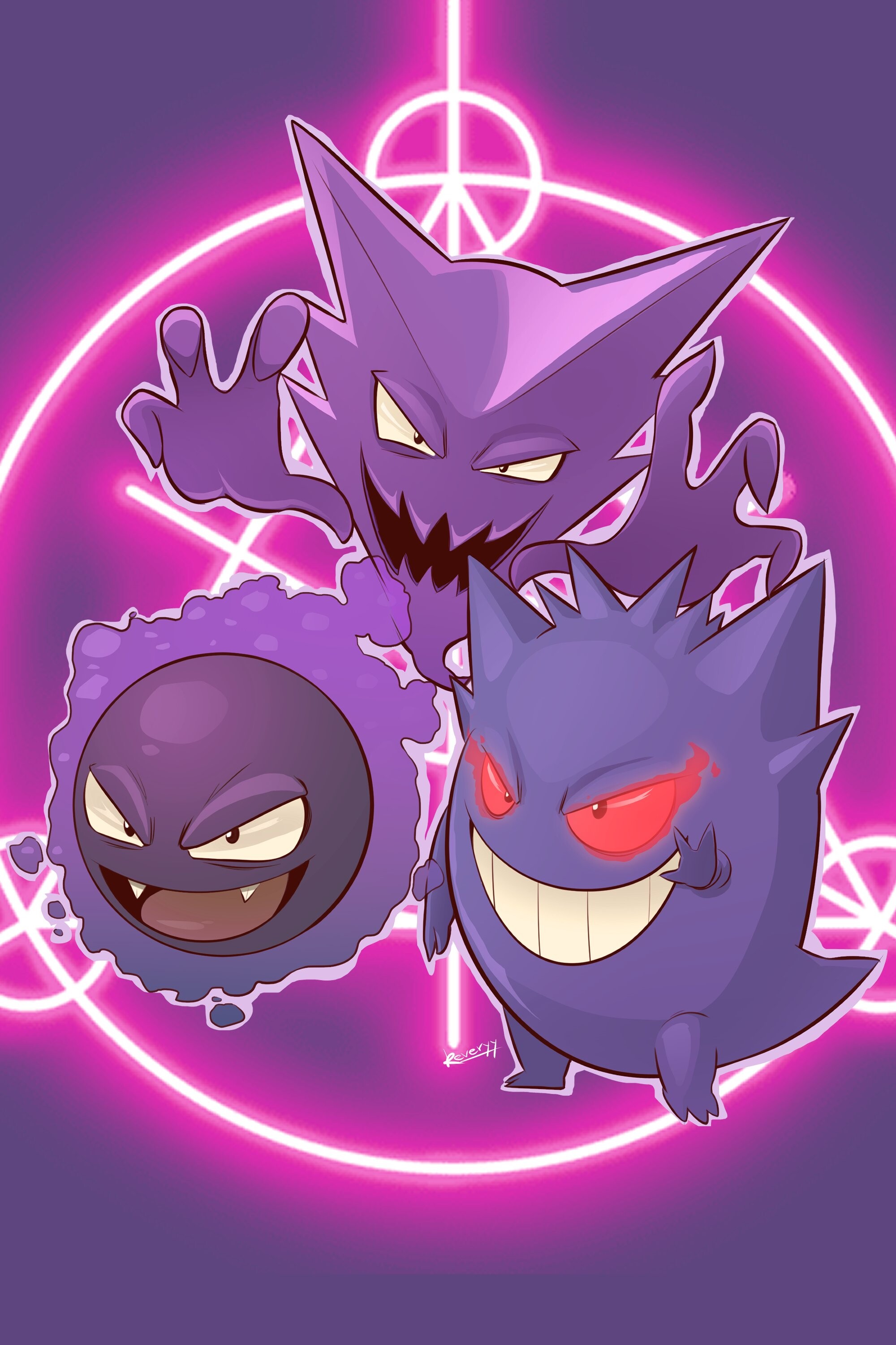 Gengar: Pokemon family, A dual-type Ghost/Poison Pokemon, Gastly, Haunter. 2000x3000 HD Background.