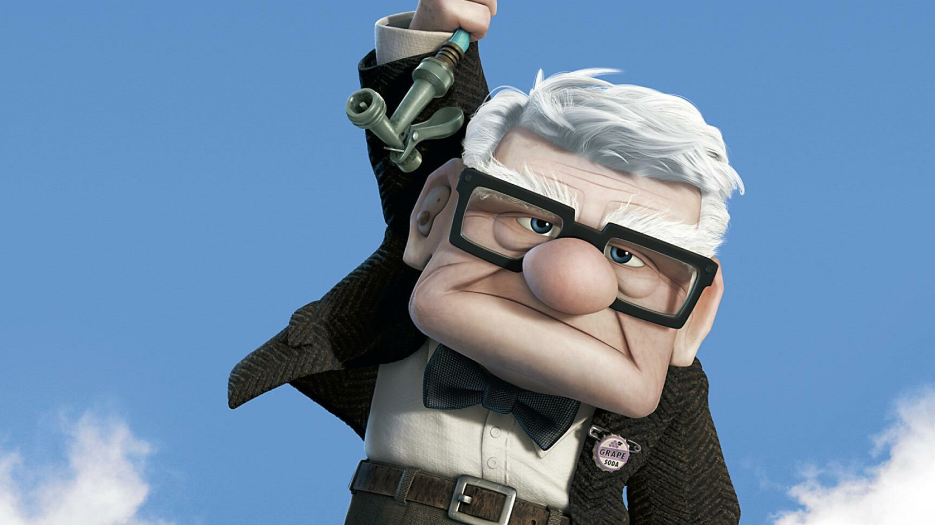Up (Cartoon): The story of a septuagenarian named Carl Fredricksen, Voiced by Edward Asner. 1920x1080 Full HD Background.