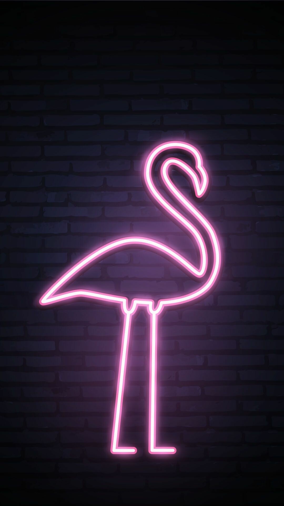 Flamingo: A pink wading bird, Minimalistic. 1080x1920 Full HD Wallpaper.