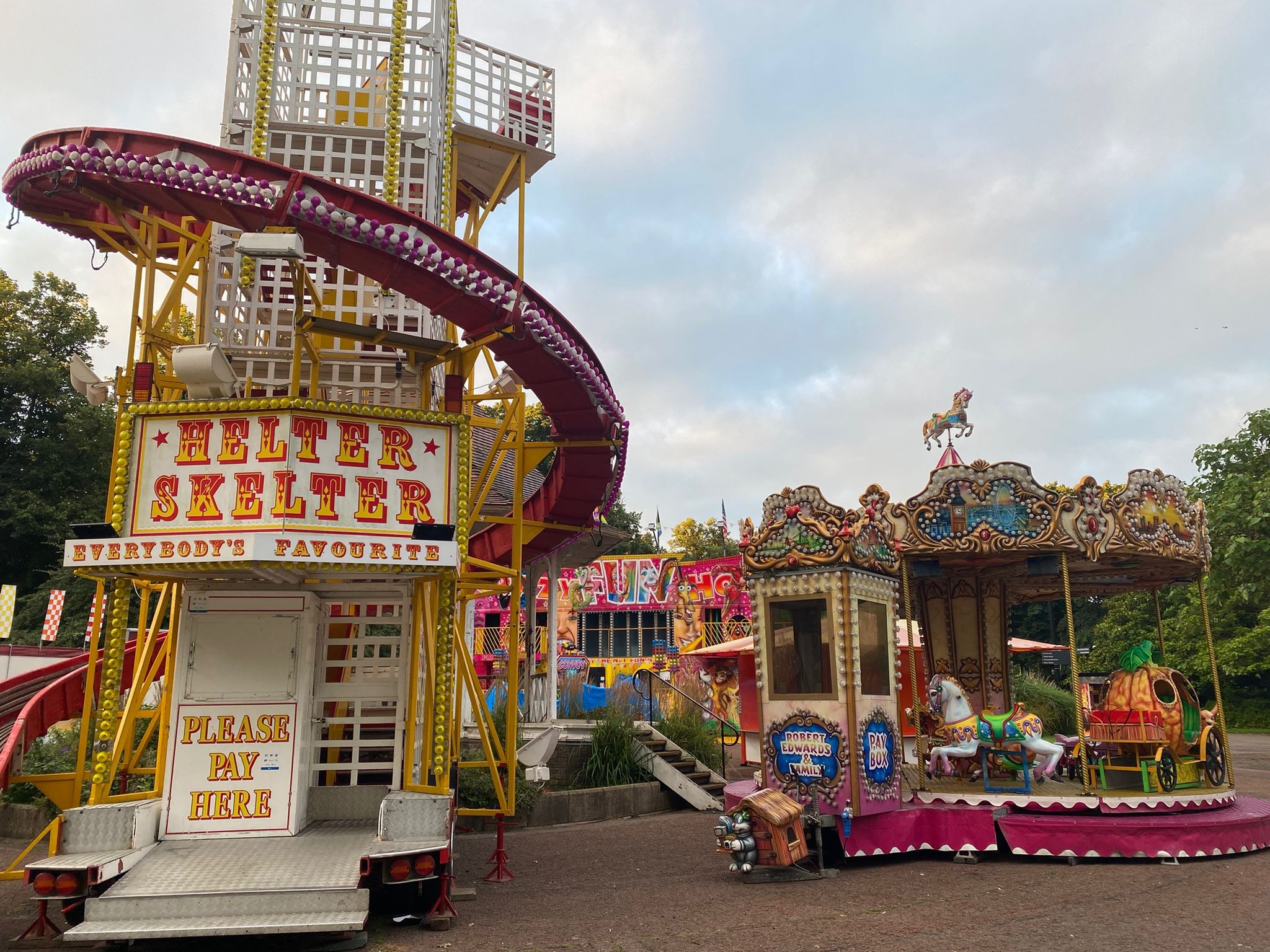 Fun Fair: Chapelfield Gardens carnival, Norwich, Helter skelter. 2050x1540 HD Background.