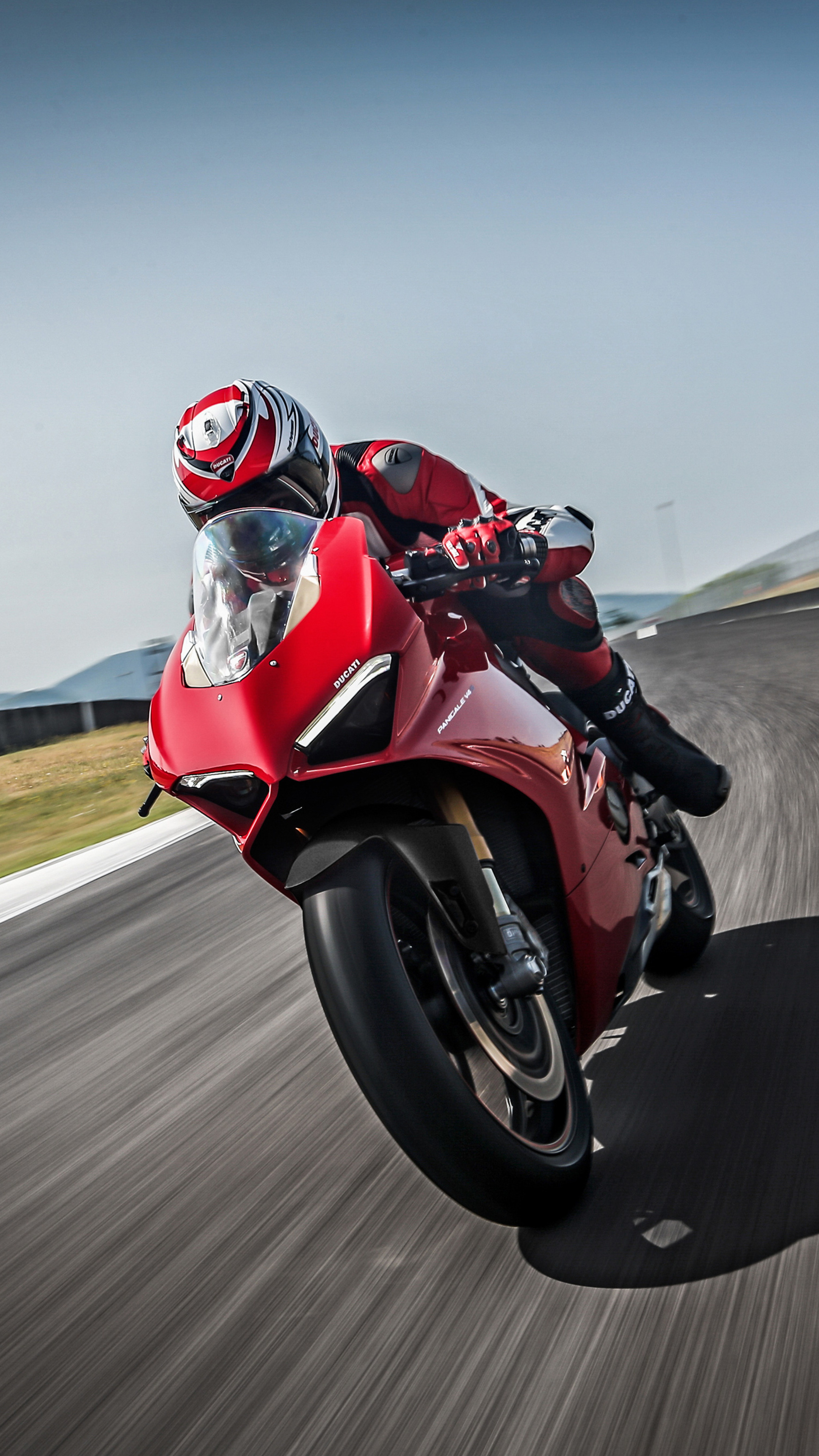 Motorcycle Racing: Ducati Panigale V4, 2018, High Speed, Motorcyclist. 2160x3840 4K Wallpaper.