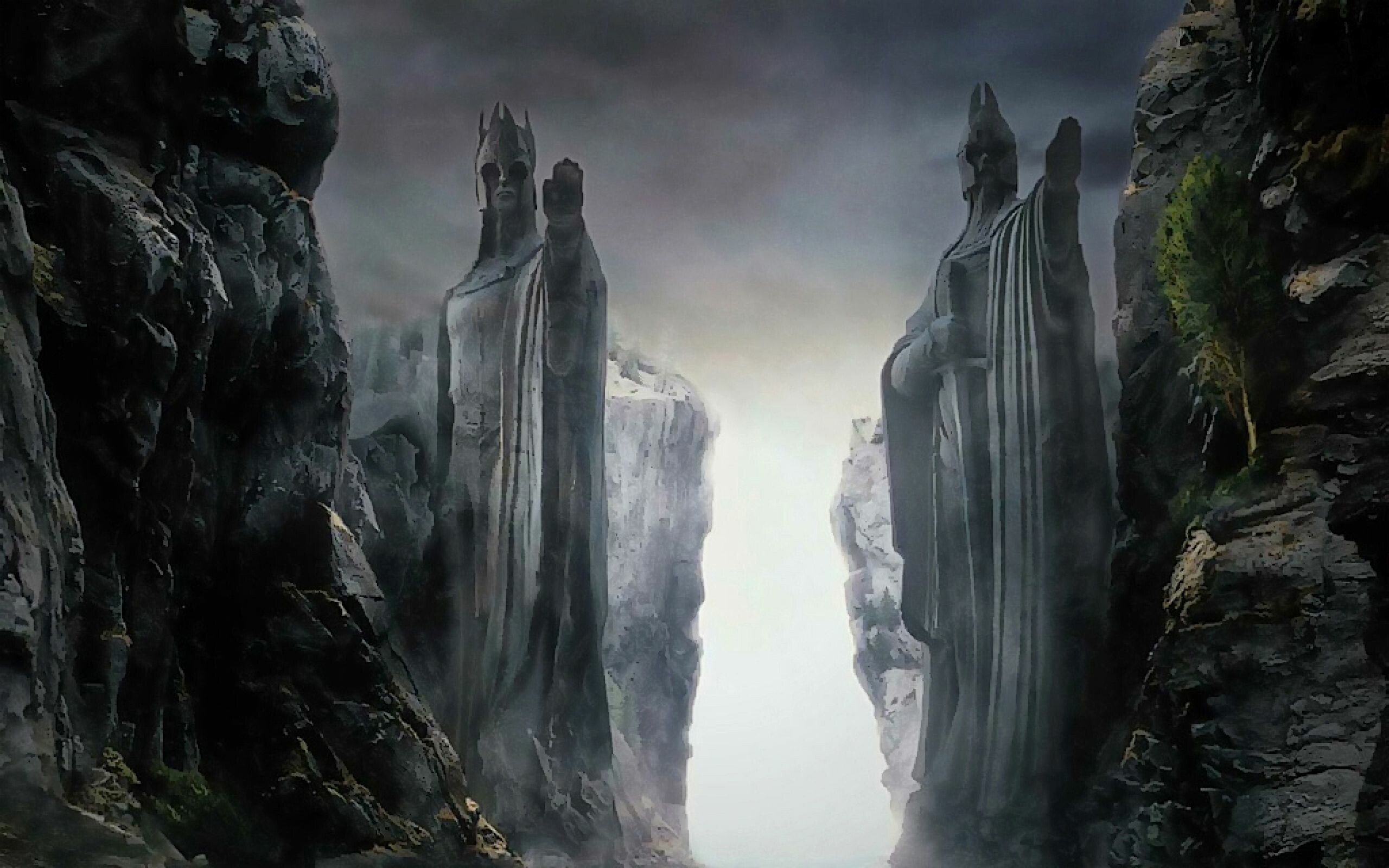 The Lord of the Rings: The Argonath, also known as the Gates of Argonath or Pillars of Kings, A great monument of Gondor. 2560x1600 HD Background.