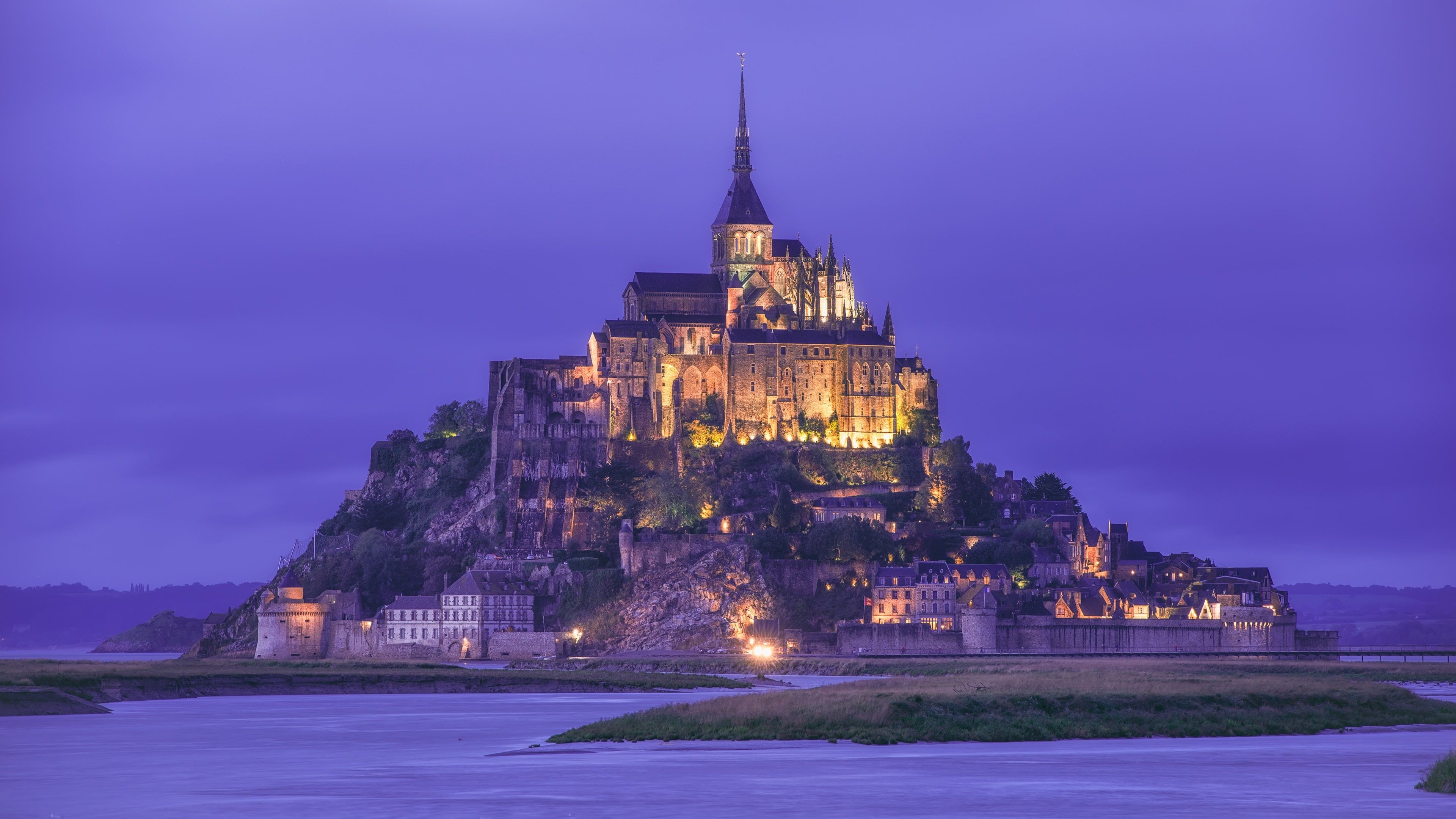 Mont Saint Michel, Picturesque monastery, Normandy charm, World heritage, 3840x2160 4K Desktop