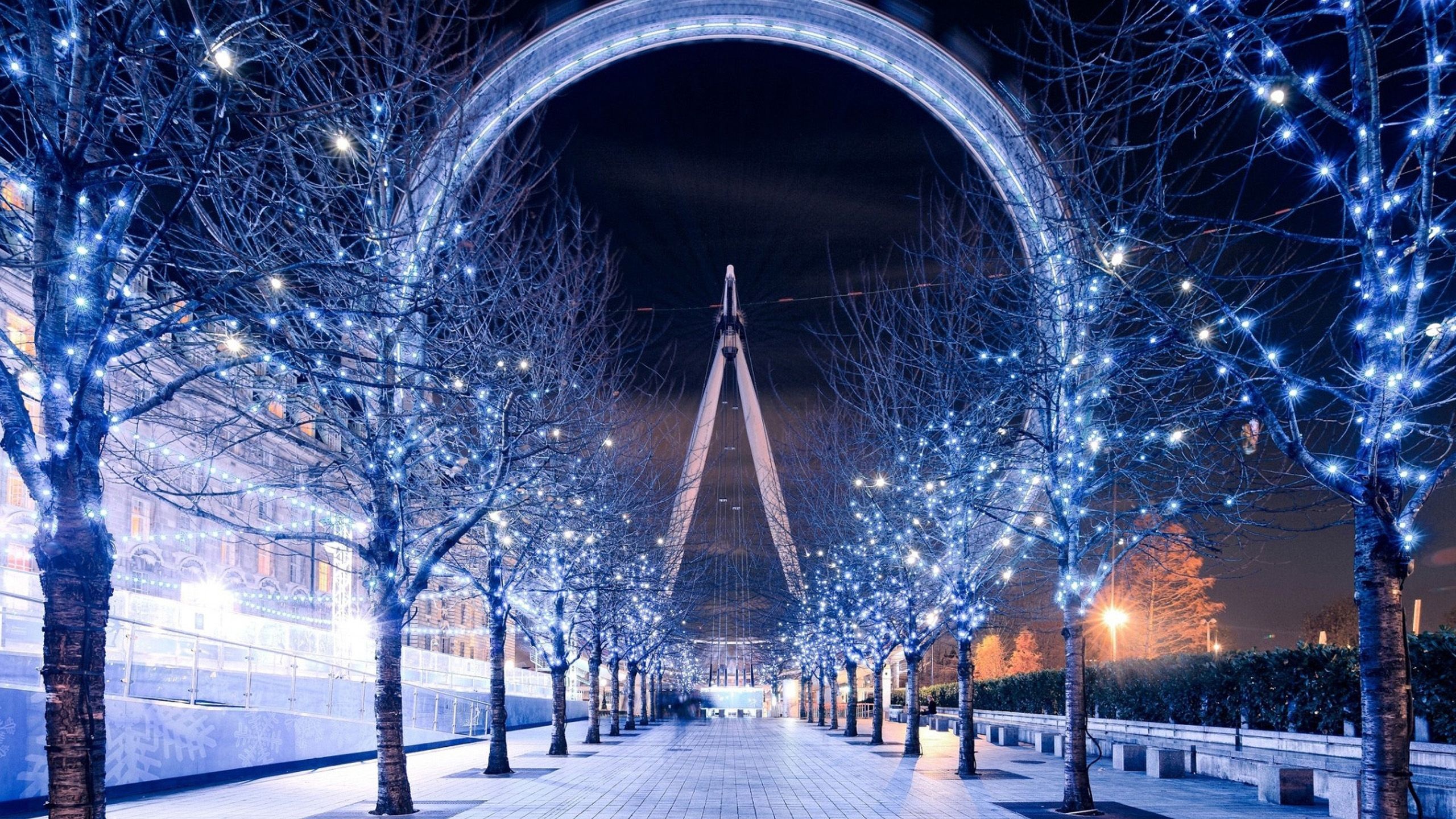London Eye, Winter wallpaper, Snowy cityscape, Cold weather, 2560x1440 HD Desktop