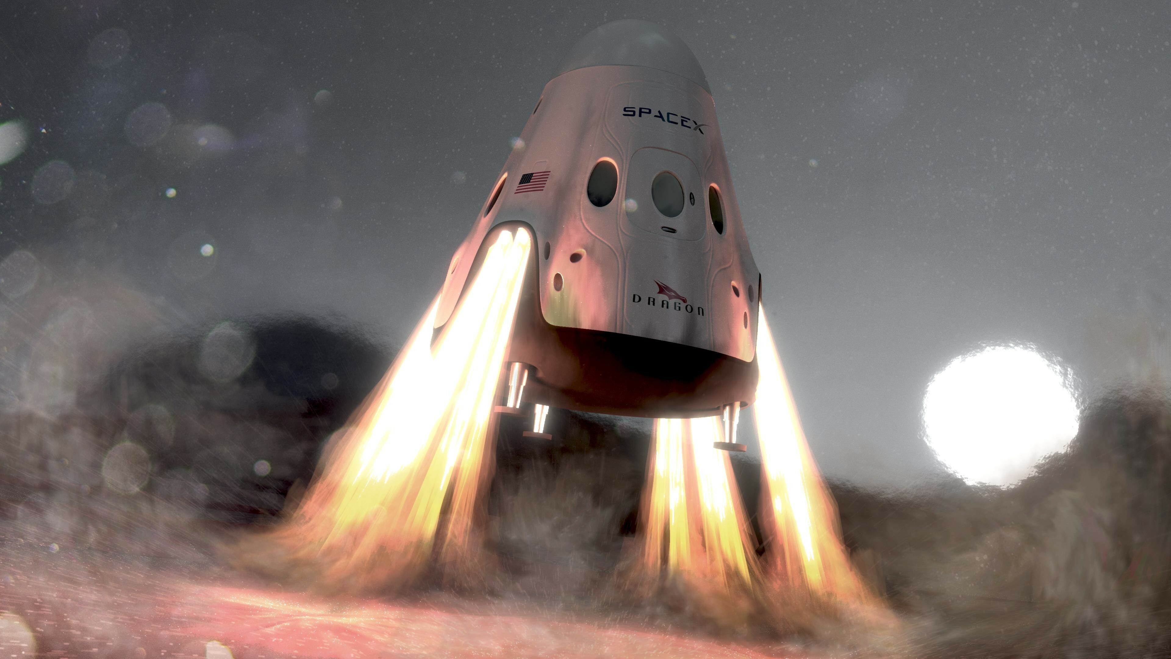SpaceX: American private space transportation company, Dragon spacecraft. 3840x2160 4K Background.