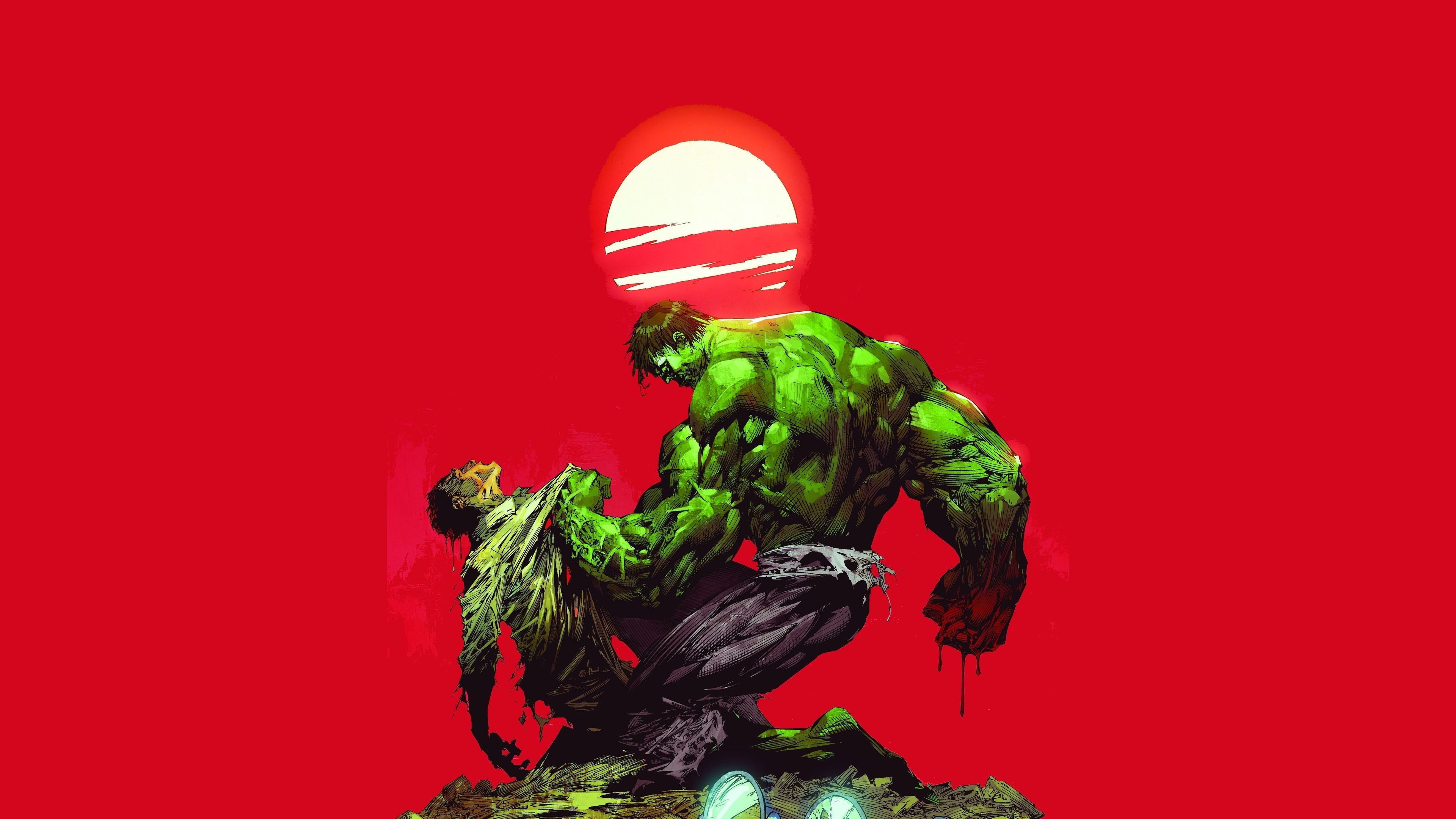 Incredible Hulk, Bruce Banner vs Hulk wallpaper, Clash of the titans, Intense Hulk battle, 3840x2160 4K Desktop