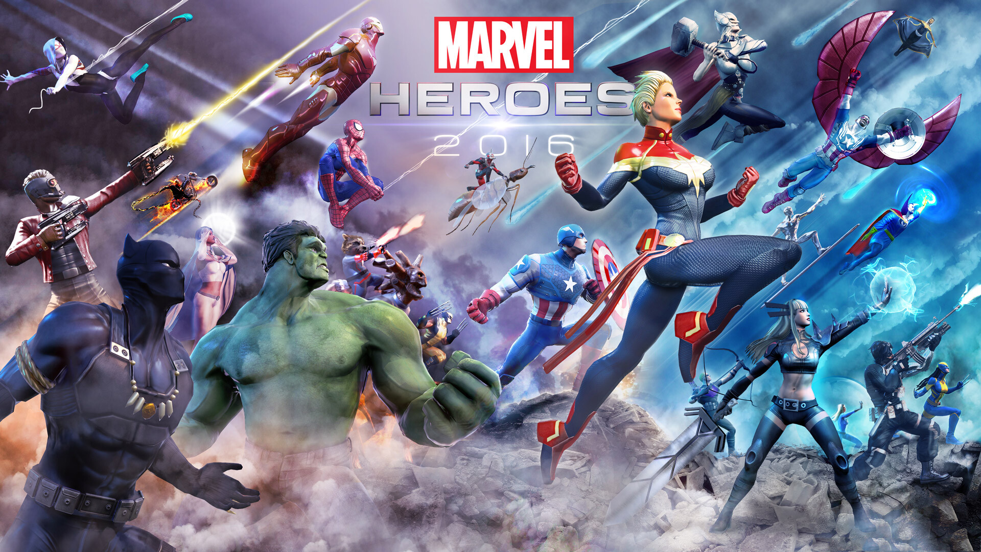 Marvel Heroes: MCU characters, Hulk, Captain America. 1920x1080 Full HD Background.