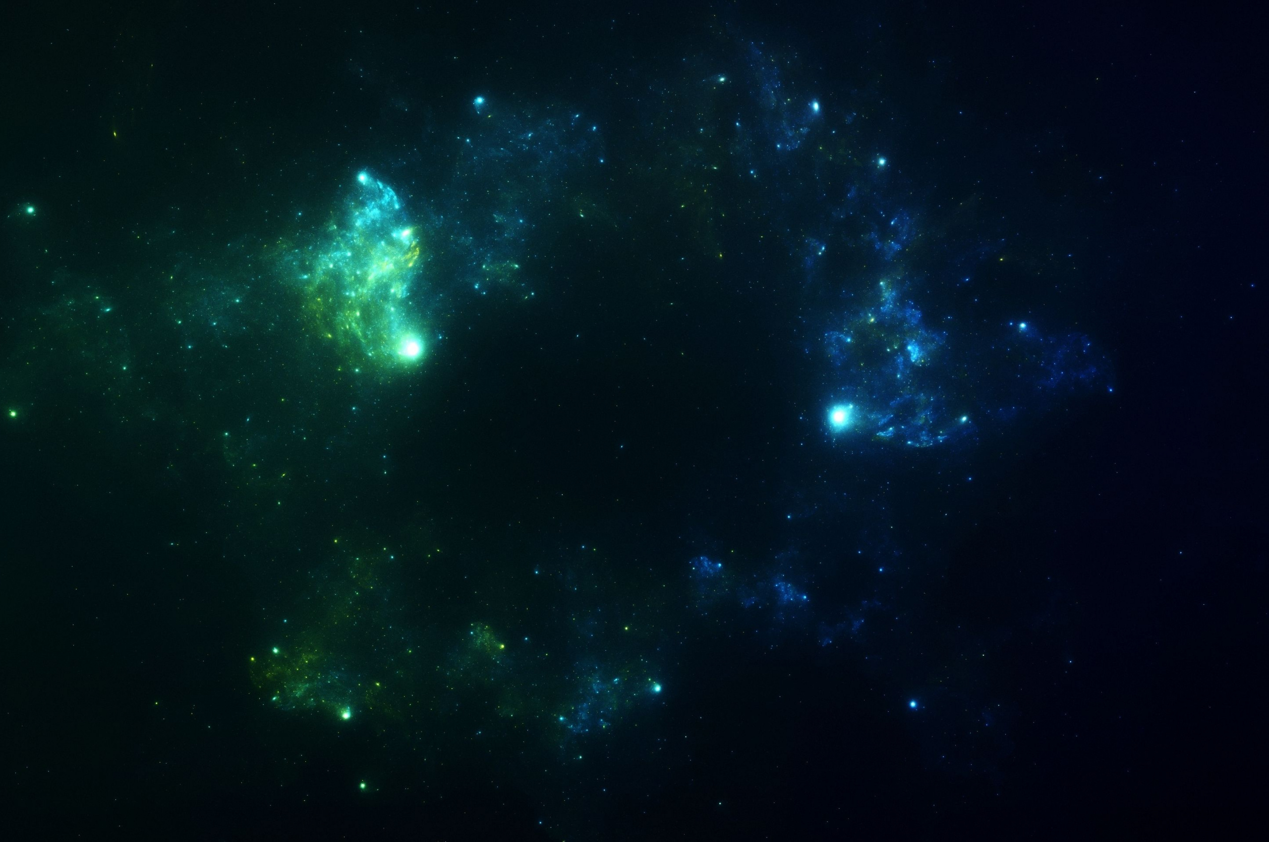 Green Nebula: Interstellar medium, This matter that includes gas in ionic, atomic, and molecular form. 2560x1700 HD Wallpaper.