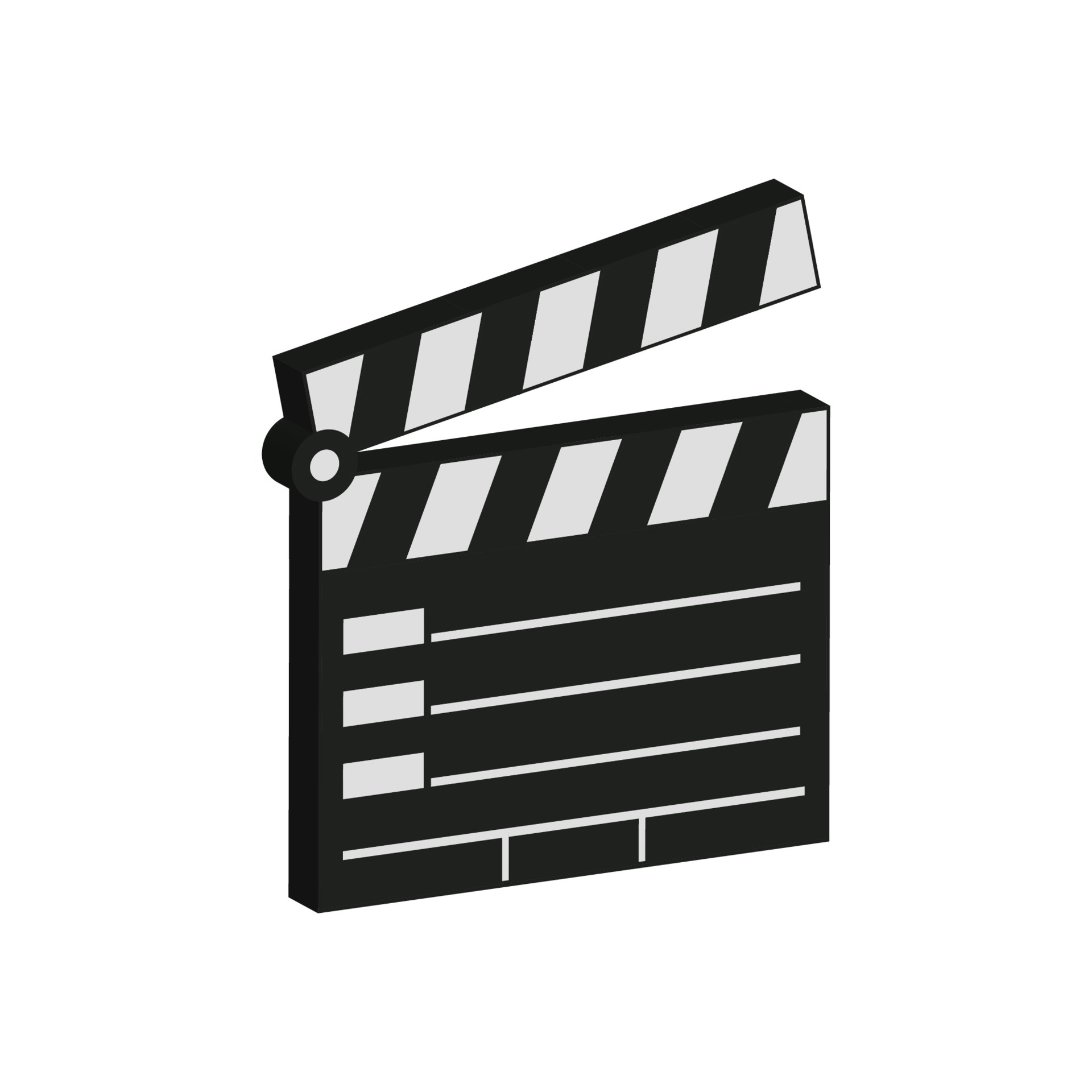 Isometric clapperboard, White background, Vector art, 1920x1920 HD Handy
