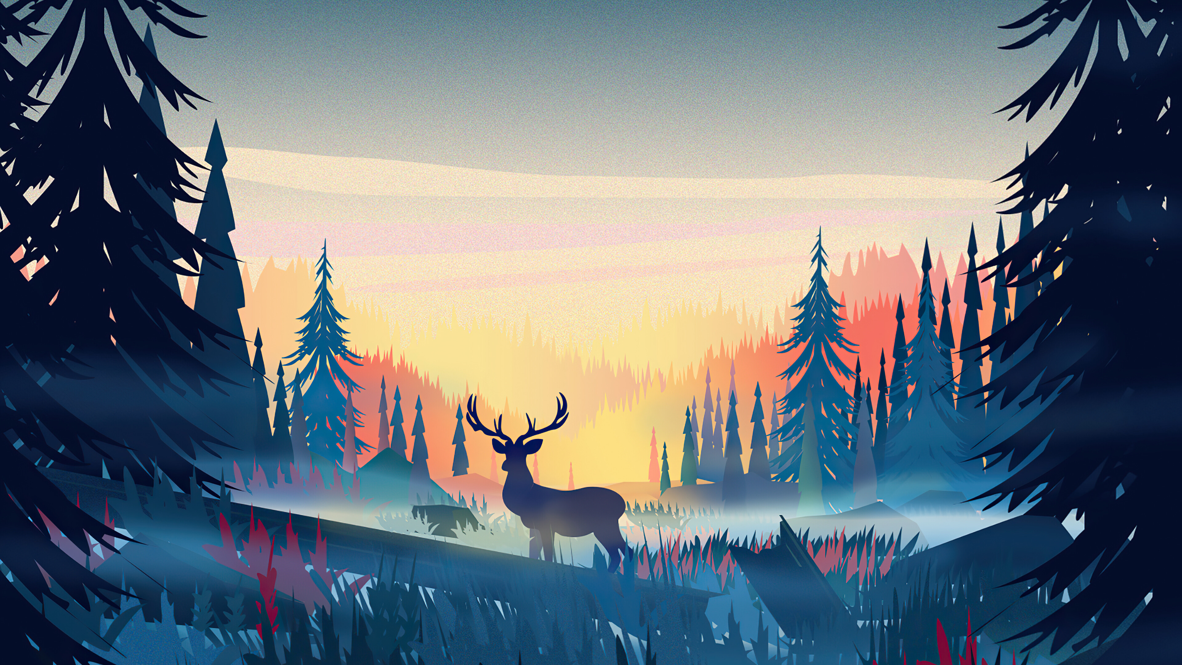 Reindeer: Forest, Osborn's caribou and three other subspecies are montane. 3840x2160 4K Background.