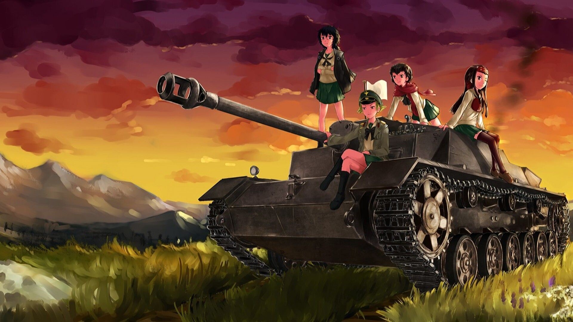 Girls und Panzer: The commander of the tank squad leading it during tank battles, Anime series created by Actas. 1920x1080 Full HD Wallpaper.