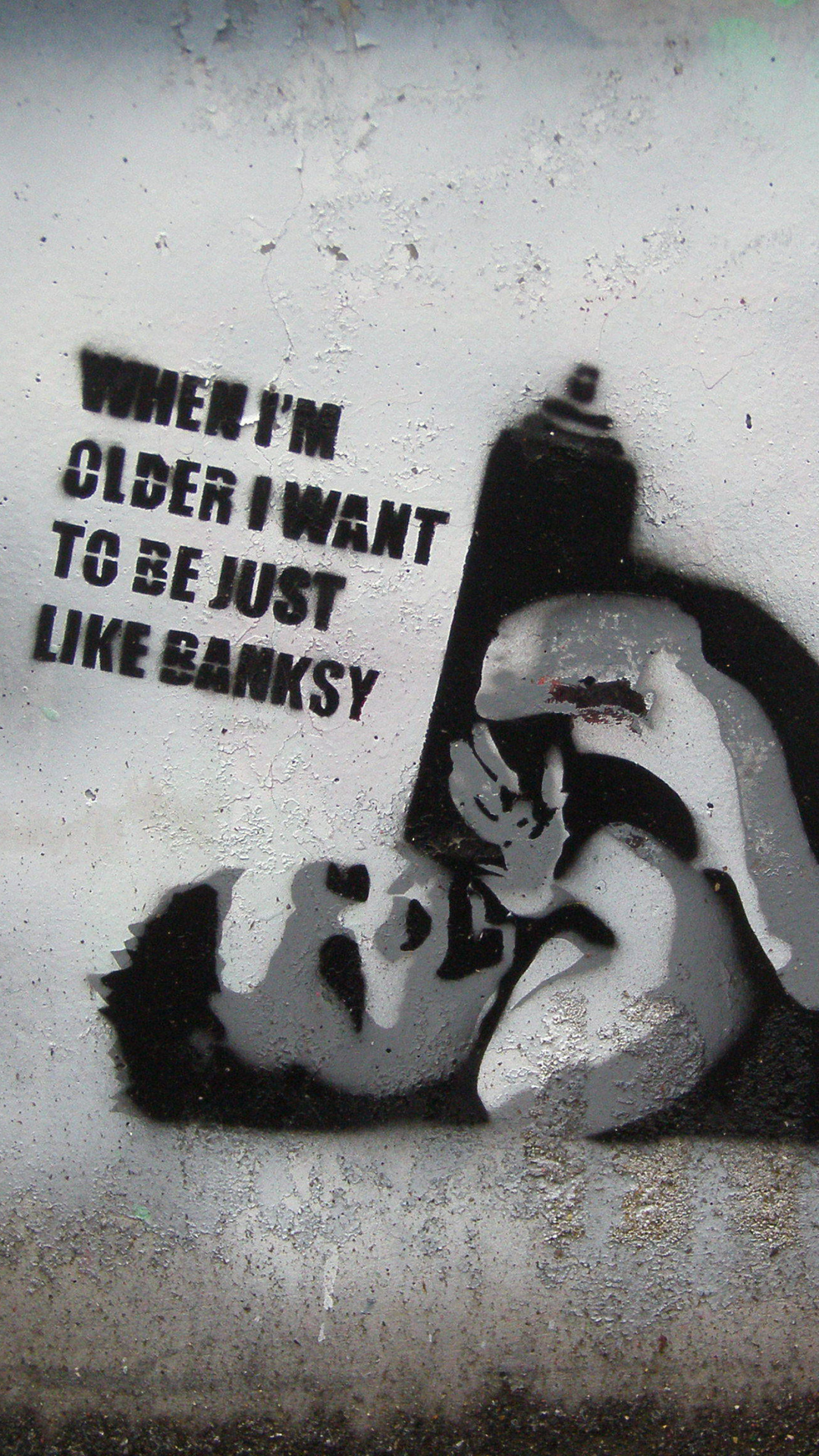 Banksy: An anonymous graffiti artist, Wall art, Monochrome. 1080x1920 Full HD Wallpaper.