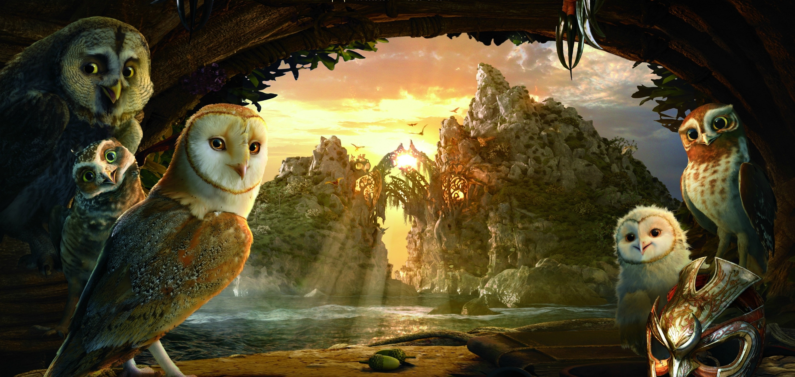 Legend of the Guardians: The Owls of Ga'Hoole, Cinematic excellence, Dynamic movie, Majestic owls, 3320x1580 Dual Screen Desktop