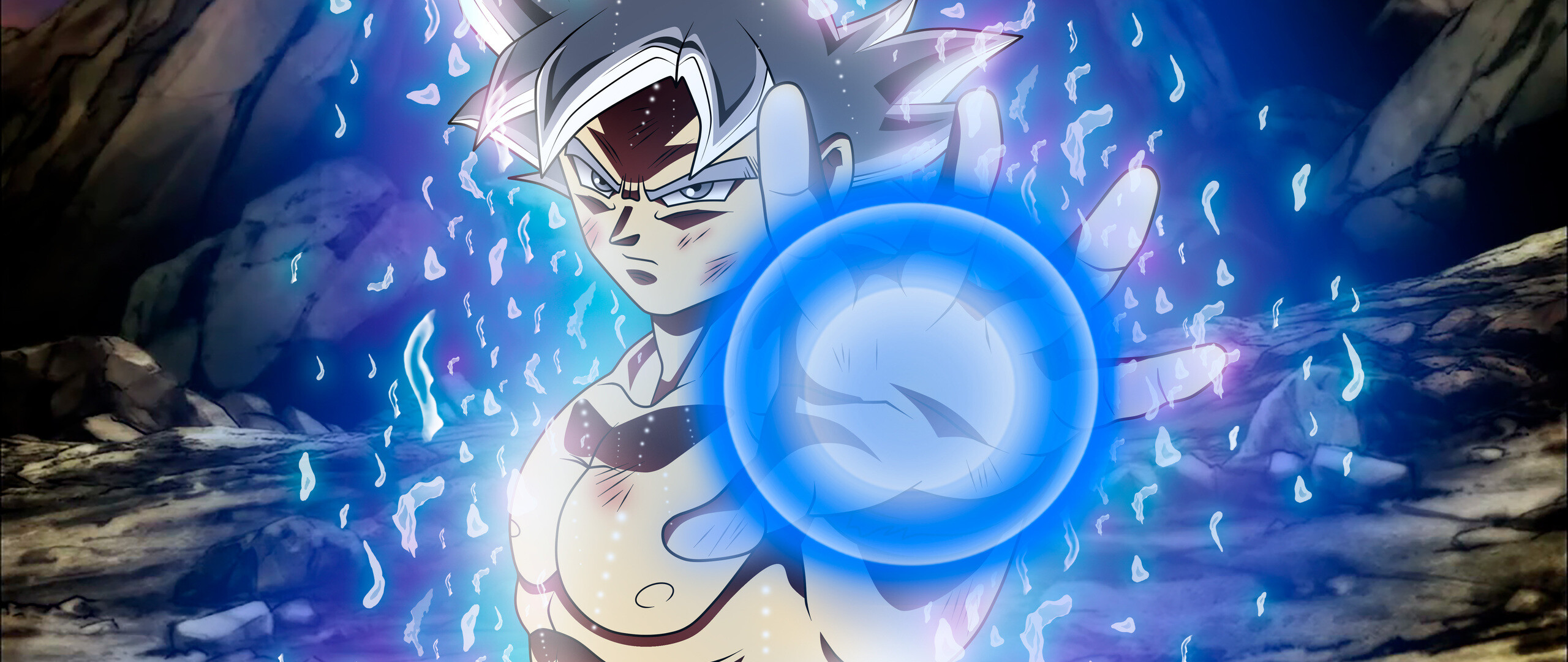 Goku Kamehameha: Son Goku's most powerful form, The most powerful character of Japanese anime and manga series. 2560x1080 Dual Screen Wallpaper.