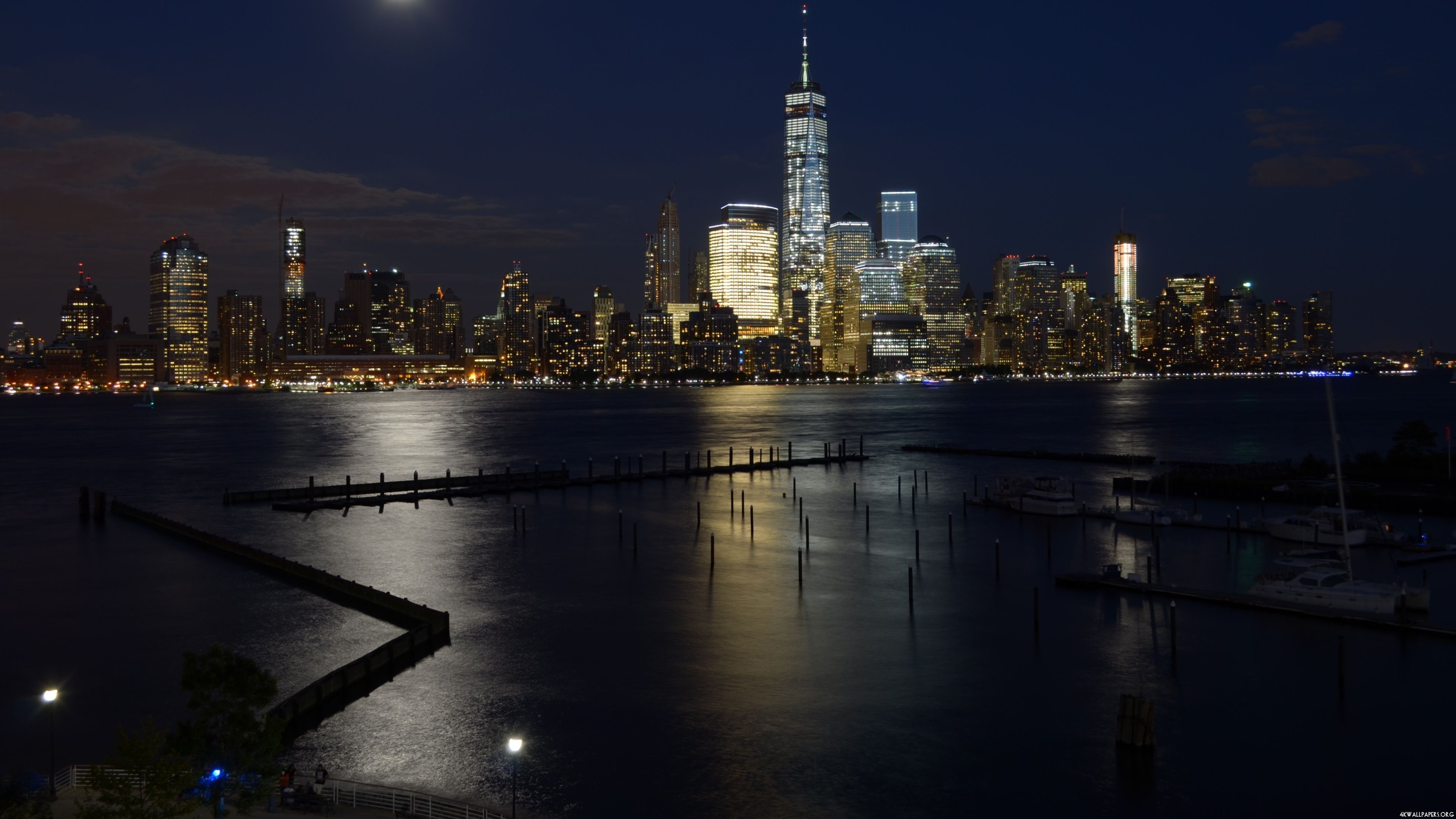 New York at Night, 4K wallpapers, Night backgrounds, 3840x2160 4K Desktop