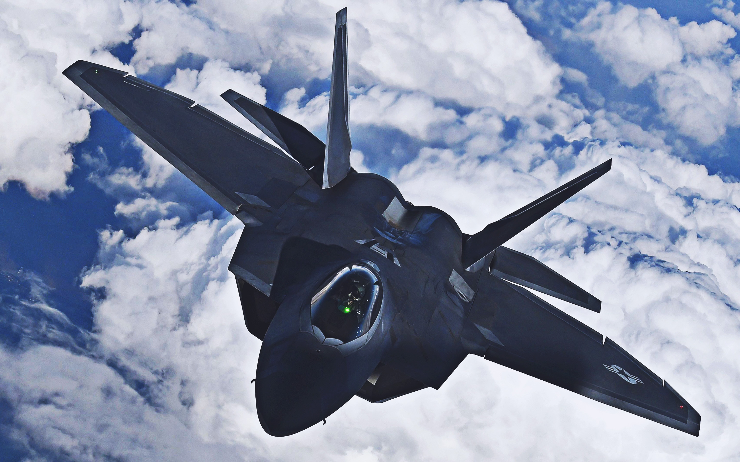 Lockheed Martin f 22 raptor, Clouds, Combat aircraft, Jet fighter, 2880x1800 HD Desktop