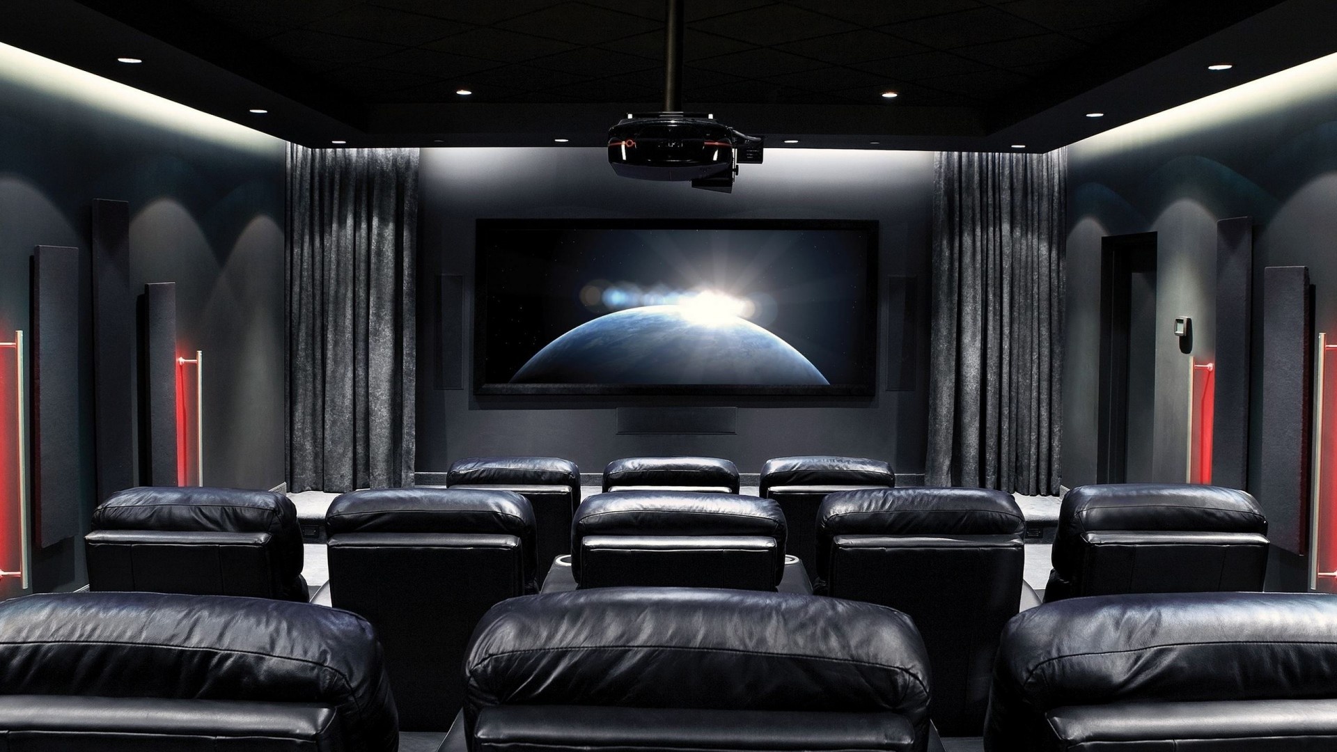 The movie theater, Cinematic ambiance, Theater interior, Film screening, 1920x1080 Full HD Desktop