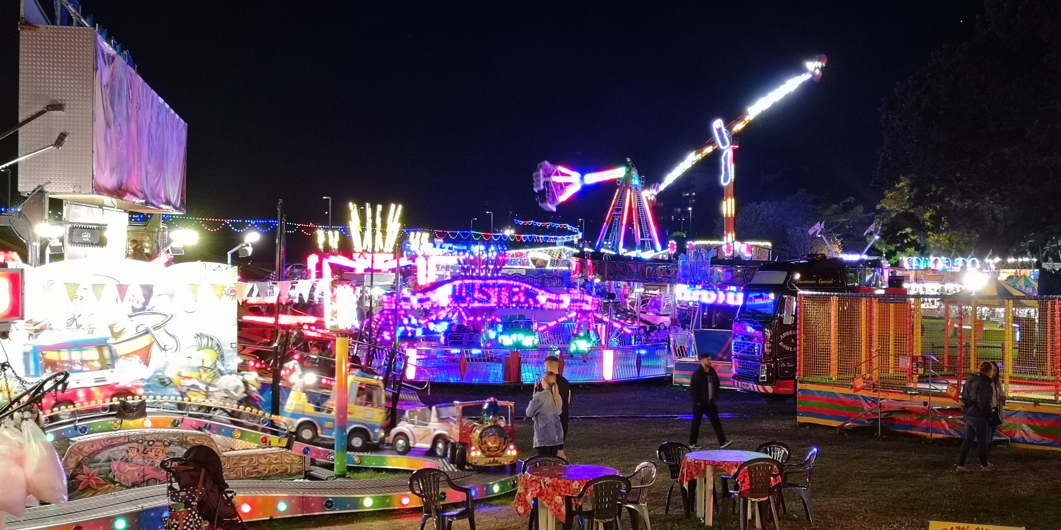 Fun Fair: An amusement park or carnival with rides and games. 3650x1830 HD Wallpaper.