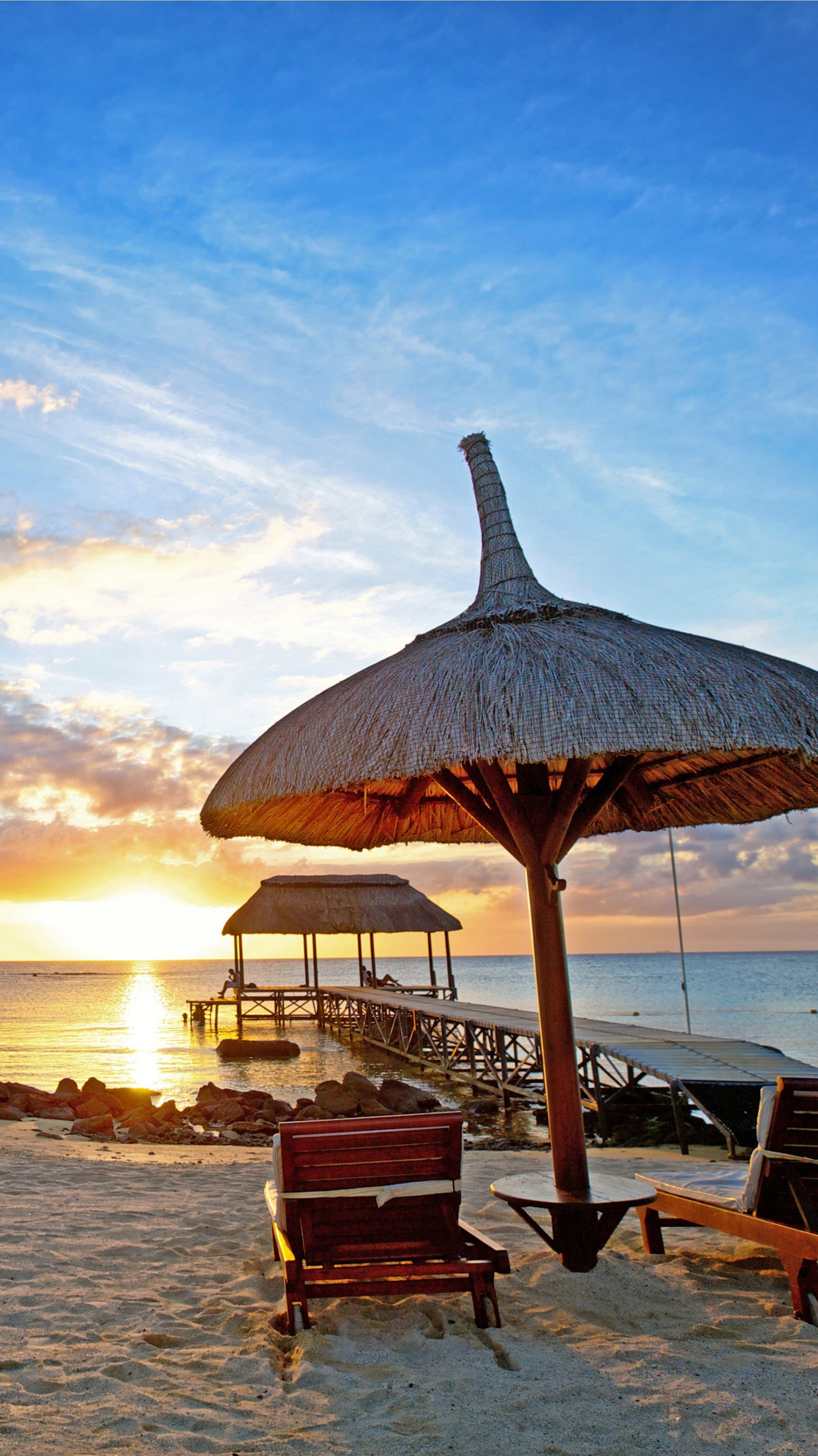 Indian Ocean, Mauritius sunset, Beach sand, Travel, 2160x3840 4K Phone