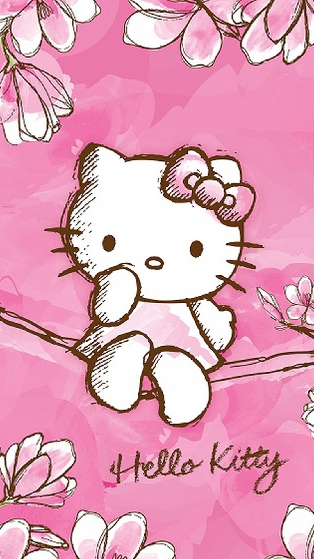 Hello Kitty: The character has a twin sister named Mimmy who wears a yellow bow on her right ear. 1080x1920 Full HD Wallpaper.