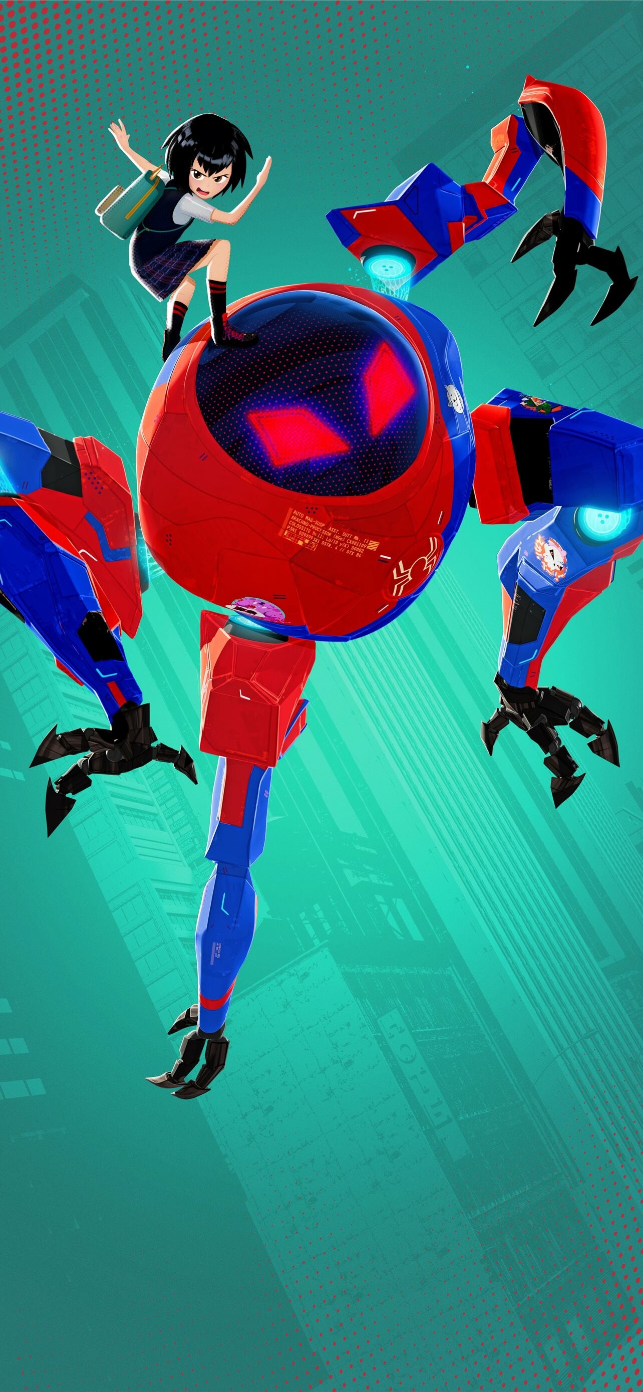 Spider-Man: Into the Spider-Verse: Peni Parker, a young Japanese-American girl who protects the New York of Earth-14512 as SP//dr. 1290x2780 HD Background.