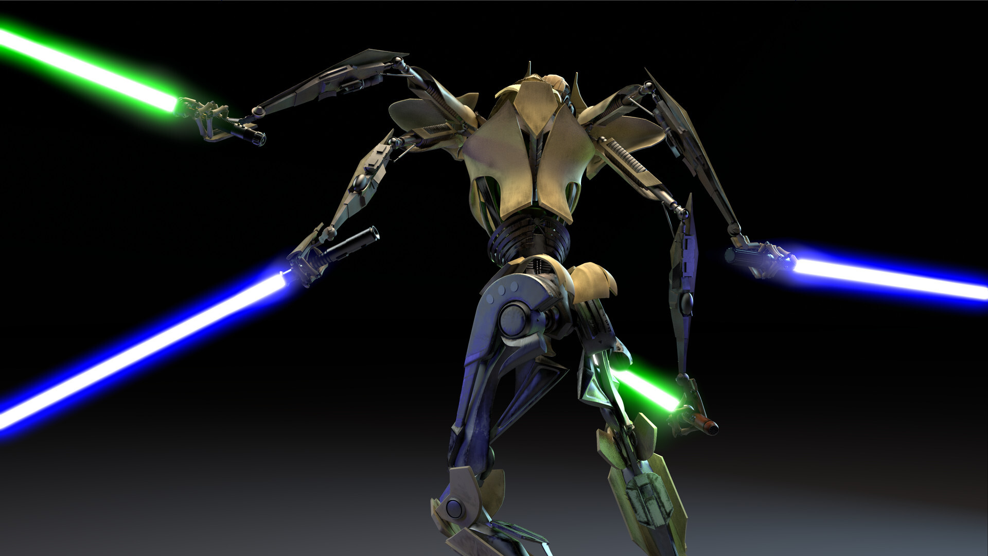 General Grievous: One of the most dangerous lightsaber duelists in the galaxy, Trained by Count Dooku, Four separate arms. 1920x1080 Full HD Wallpaper.