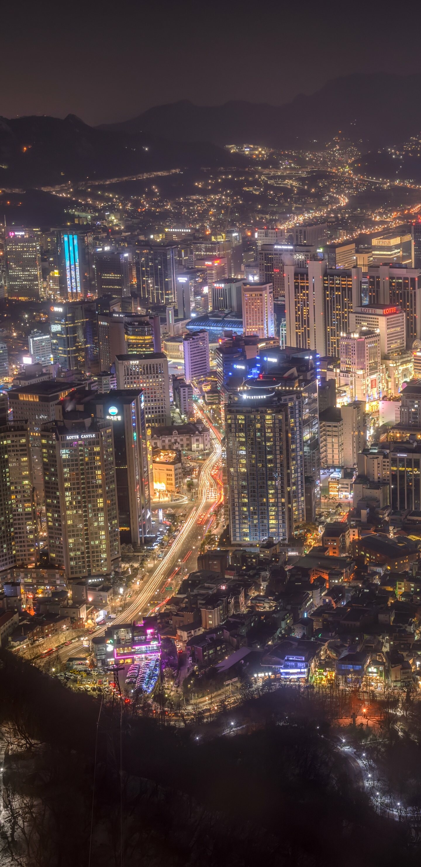 Korea: Skyscrapers, Electricity, Urban design, South Korean capital. 1440x2960 HD Background.
