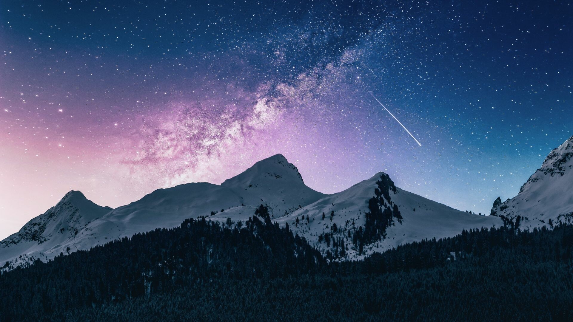 Milky Way: Mountains range, Astral, Solar System, Astro, Constellation, Supernova. 1920x1080 Full HD Wallpaper.