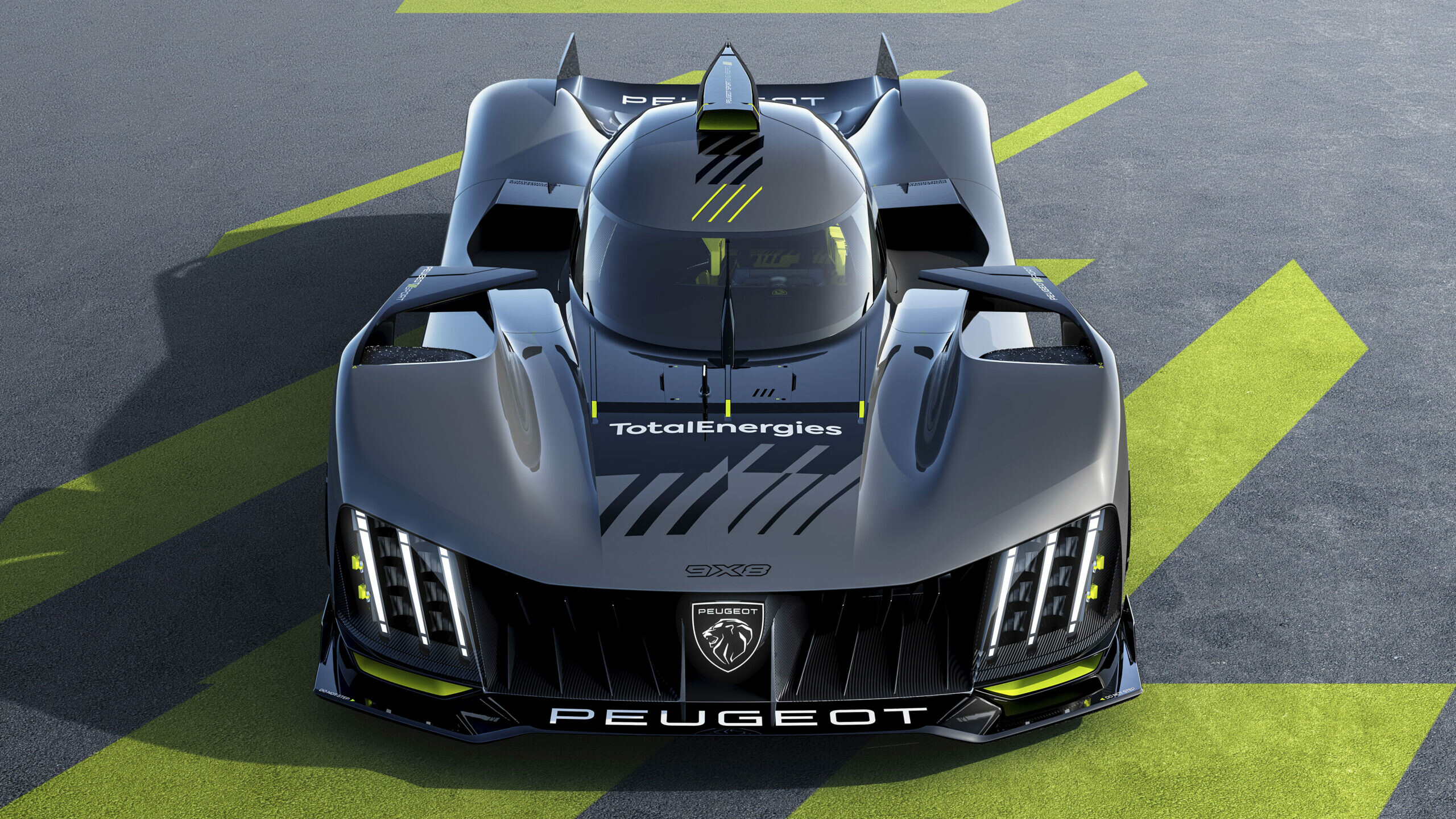 Peugeot: Model 9X8, A sports prototype racing car, Le Mans Hypercar category. 2560x1440 HD Background.