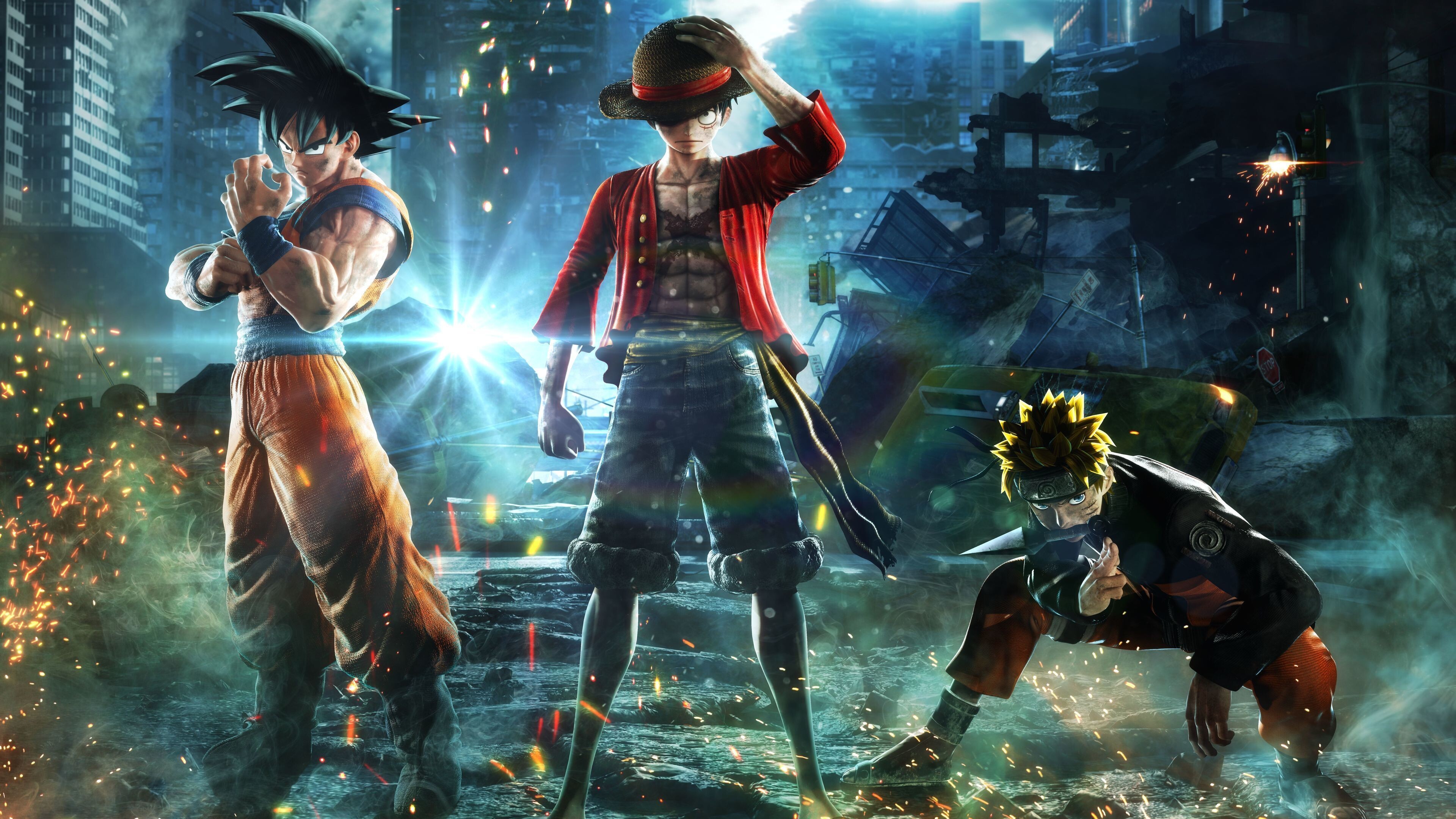 Goku and Naruto: Anime characters, Dragon Ball, The most internationally renowned anime series, Luffy. 3840x2160 4K Background.