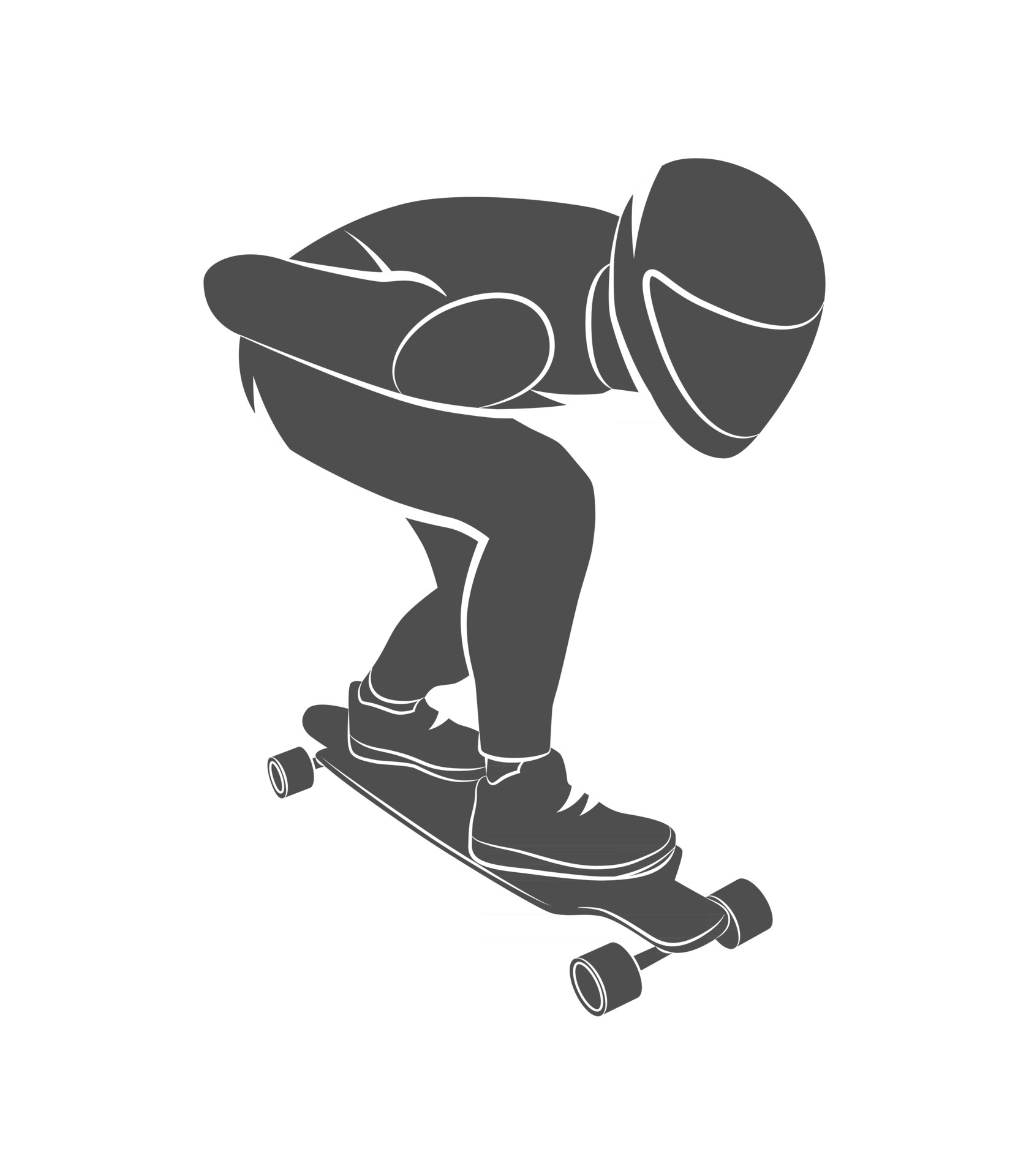 Longboarding: Monochrome downhill rider, Vector fan art, Recreational sport. 1680x1920 HD Wallpaper.