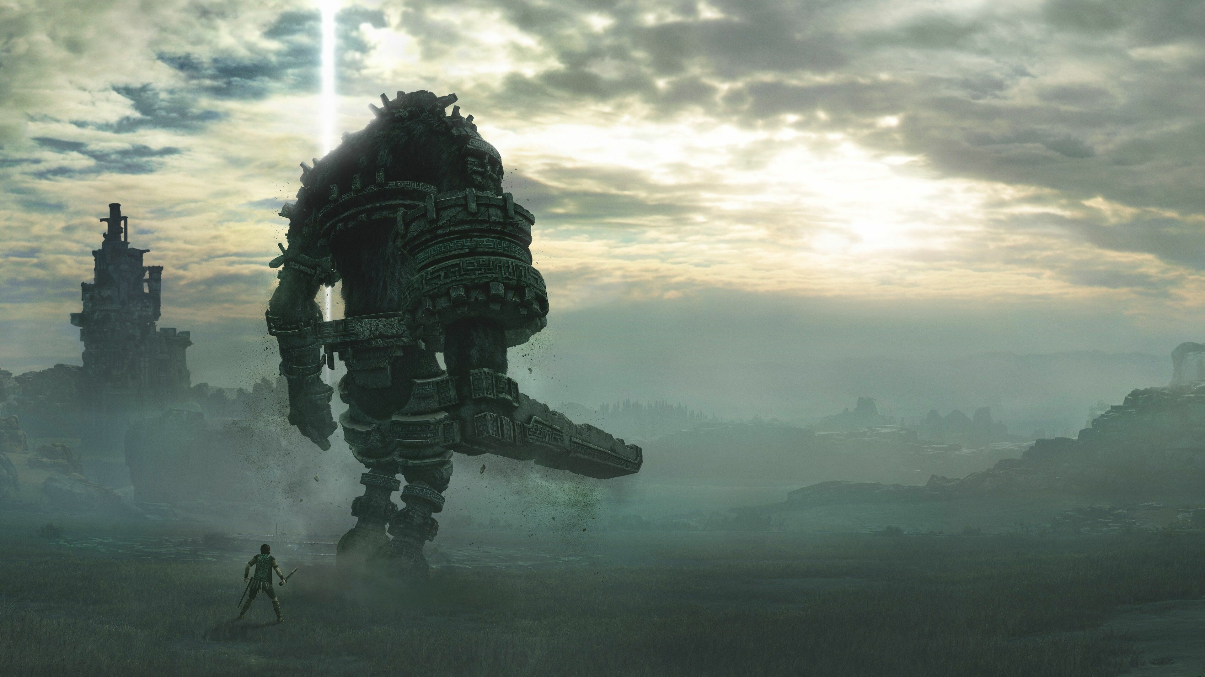 Shadow of the Colossus: Gaius, Its lair is a tilted arena in quadrant E2. 3840x2160 4K Wallpaper.